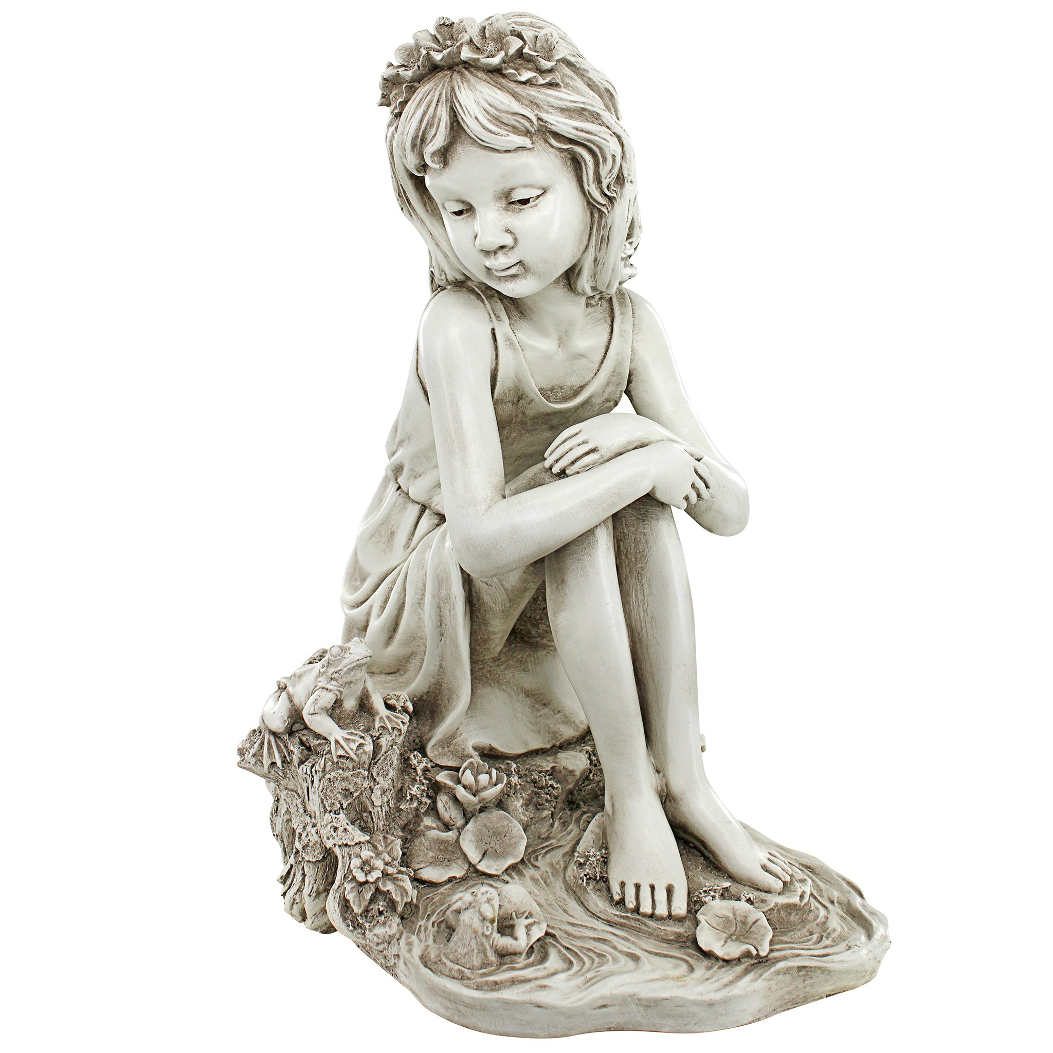 Toscano - Pausing by the Pond Little Girl Garden Statue