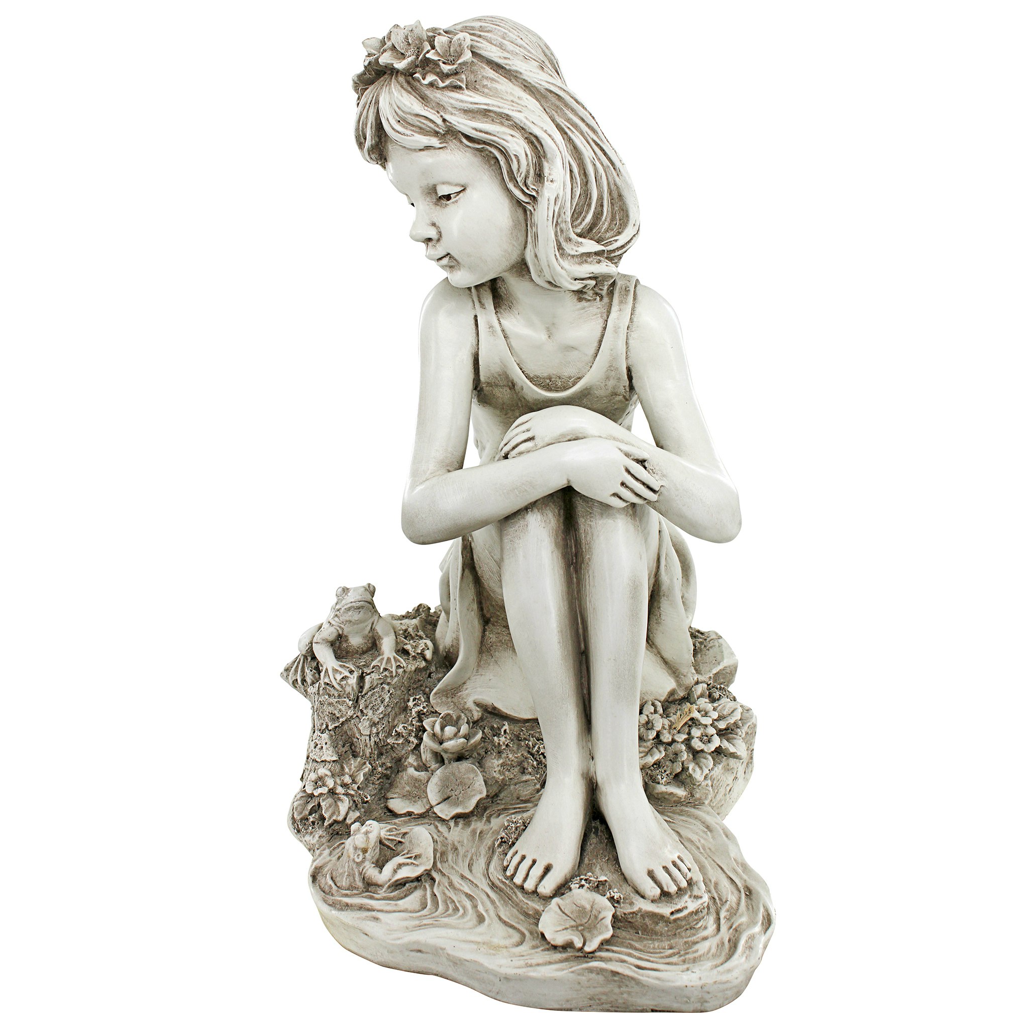 Toscano - Pausing by the Pond Little Girl Garden Statue