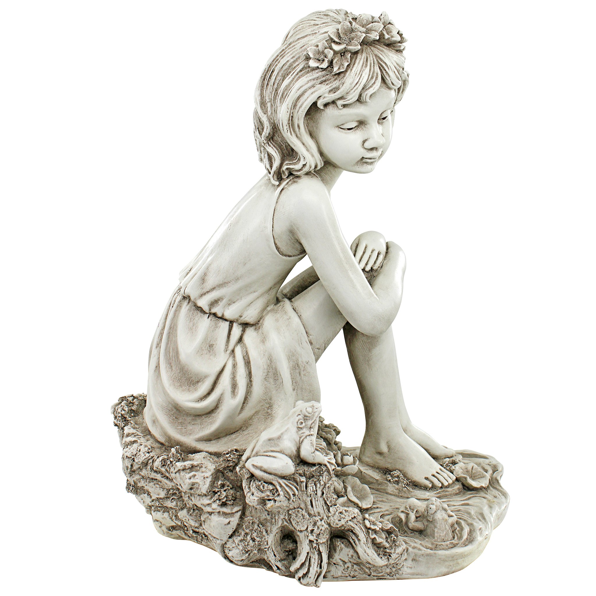 Toscano - Pausing by the Pond Little Girl Garden Statue