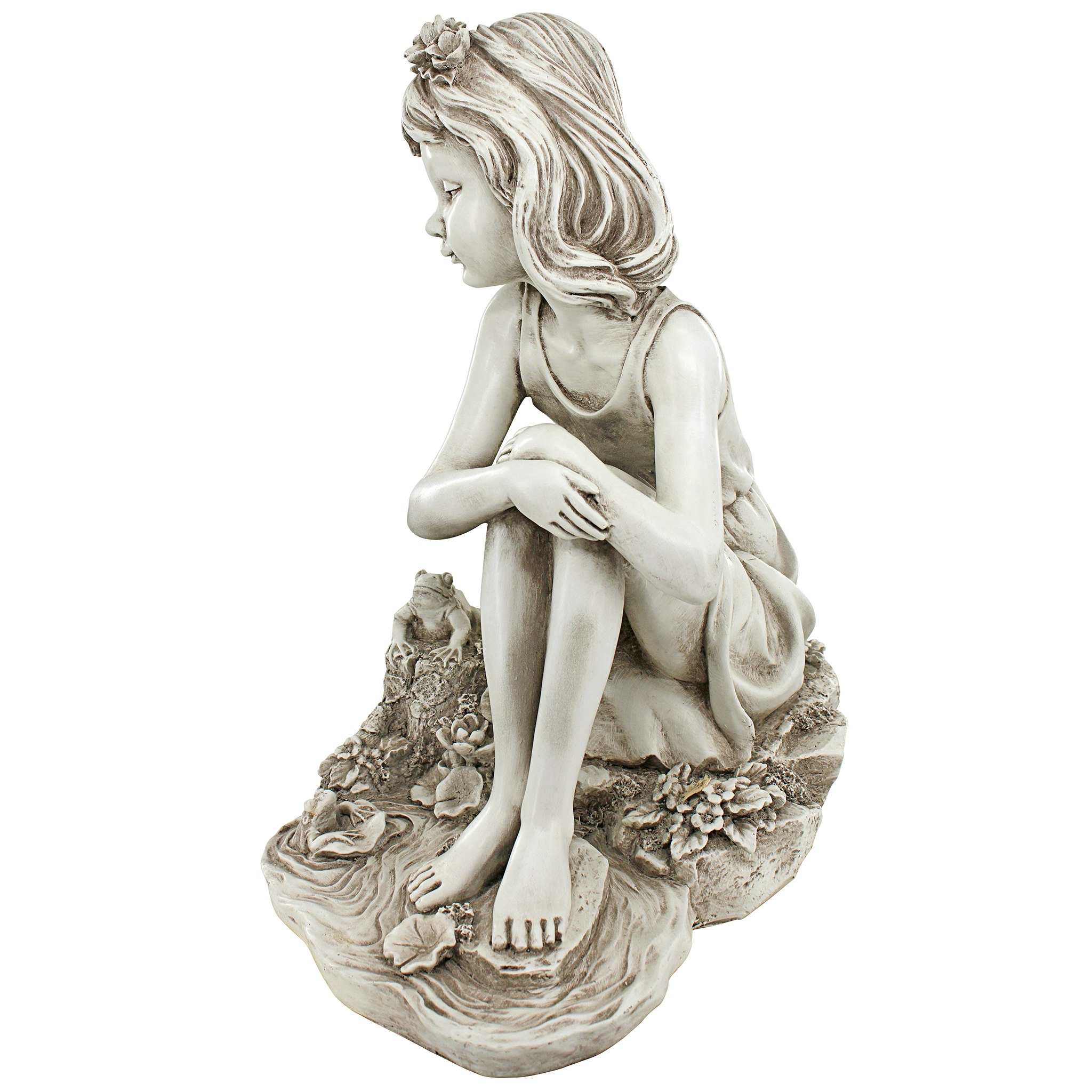 Toscano - Pausing by the Pond Little Girl Garden Statue