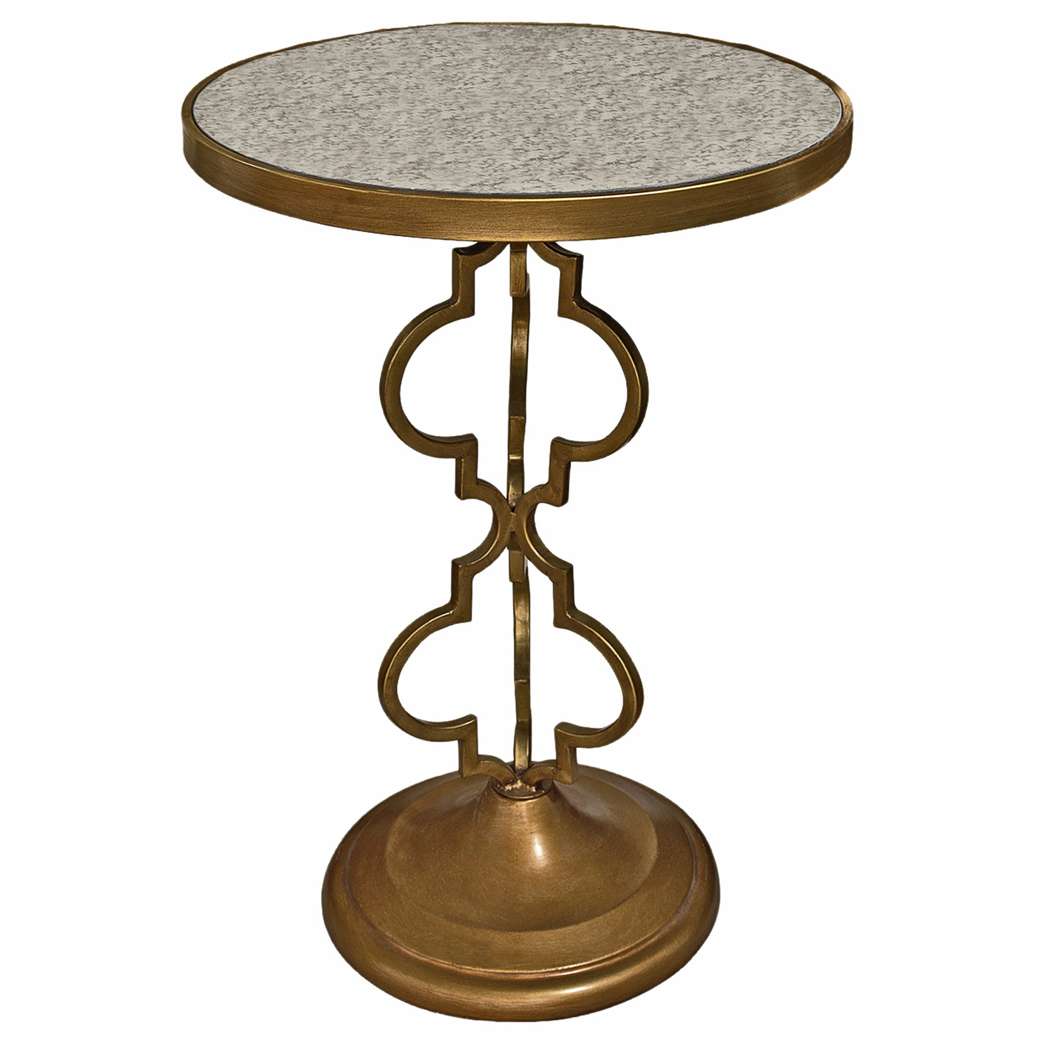 Toscano - Film Noir Art Deco Mirrored End Table in Antique Gold, Steel