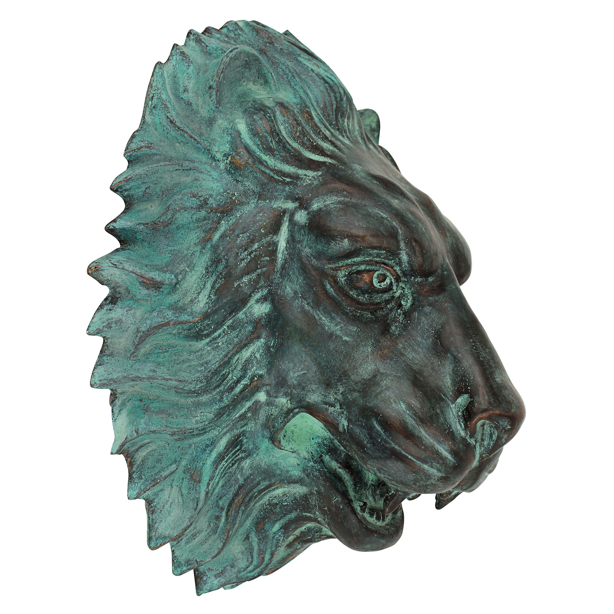 Toscano - Florentine Lion Head Spouting Bronze Garden Wall Sculpture