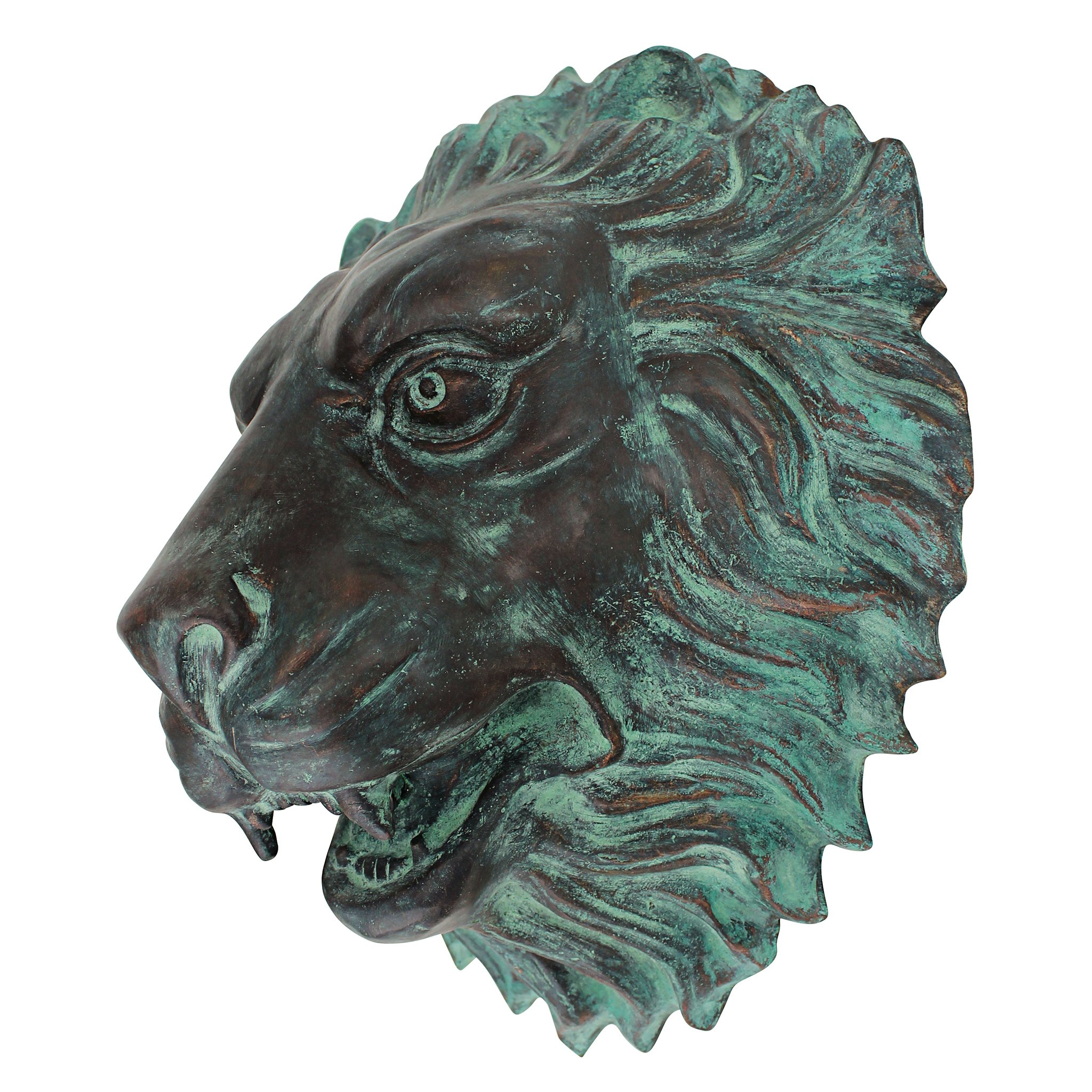 Toscano - Florentine Lion Head Spouting Bronze Garden Wall Sculpture