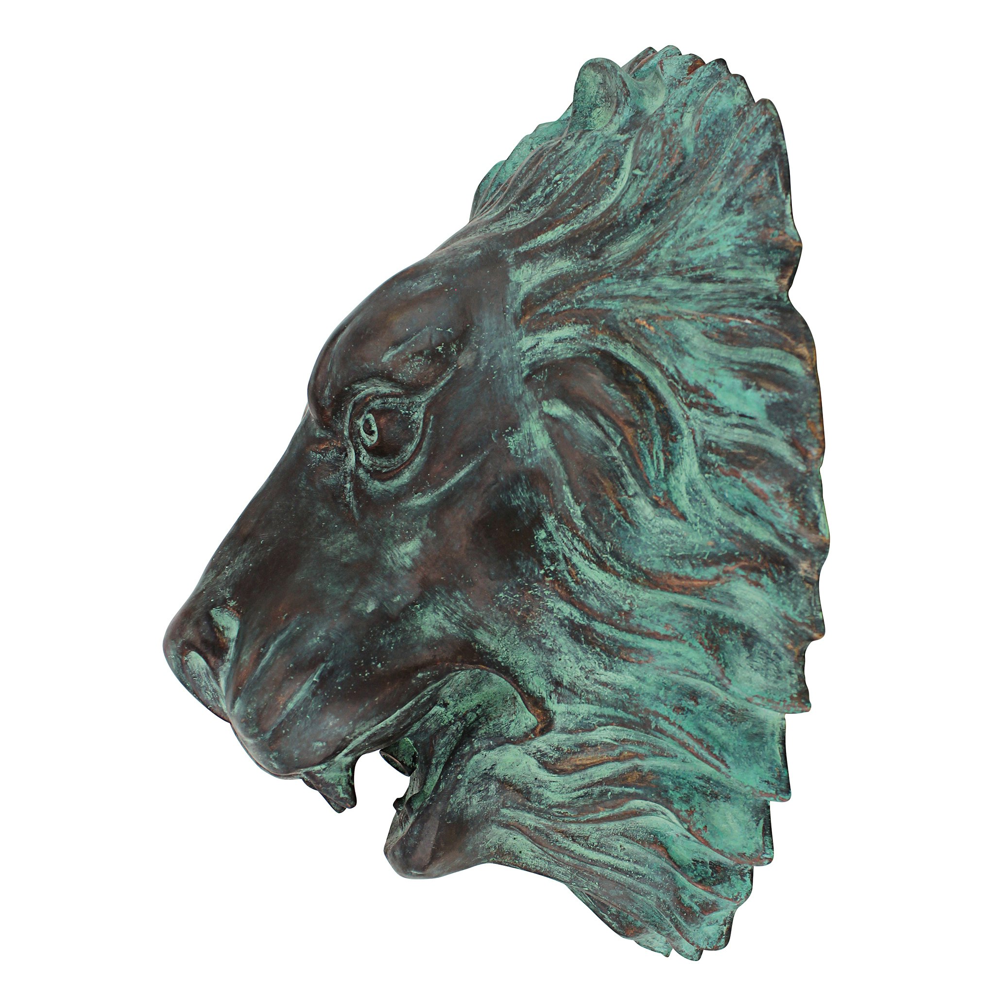 Toscano - Florentine Lion Head Spouting Bronze Garden Wall Sculpture