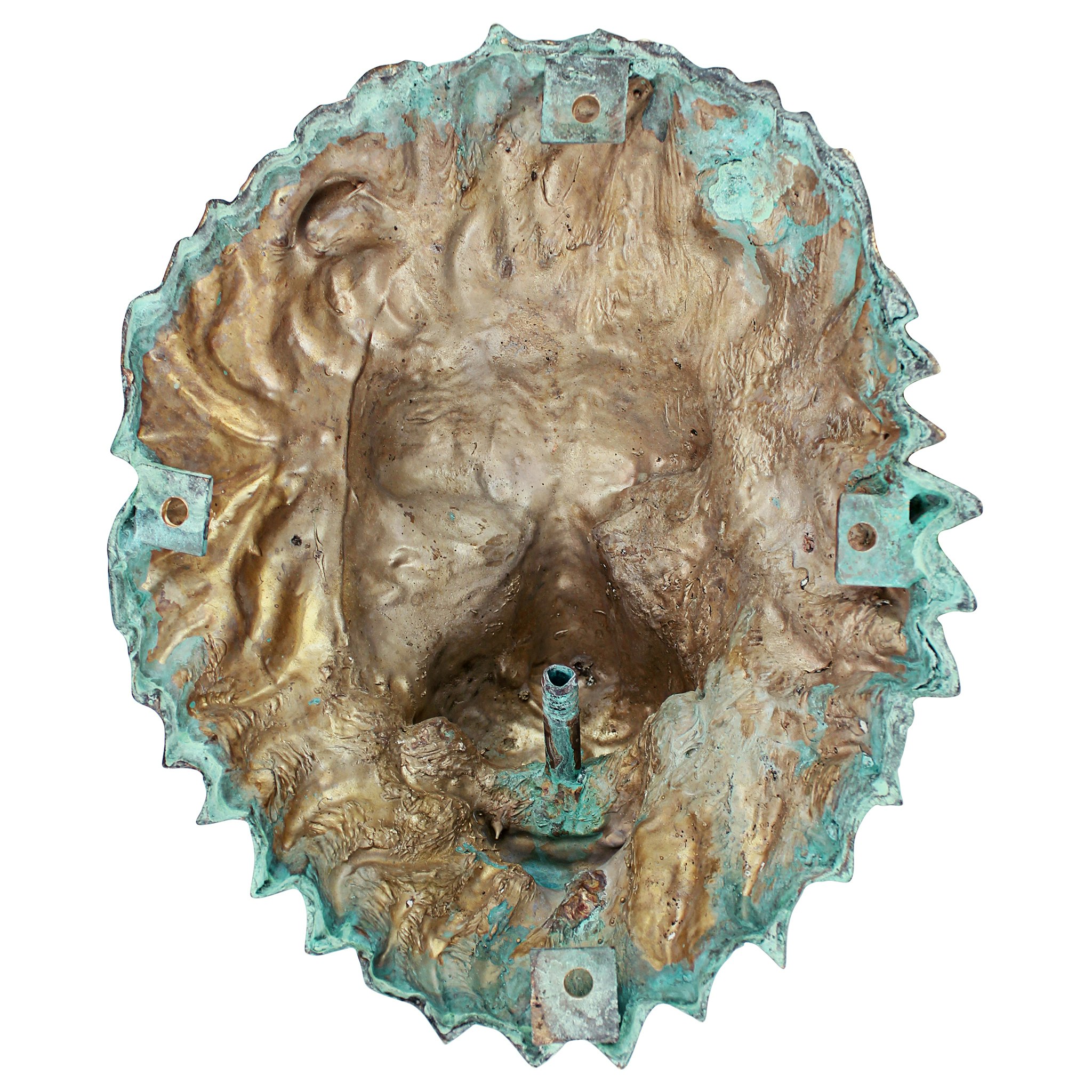 Toscano - Florentine Lion Head Spouting Bronze Garden Wall Sculpture