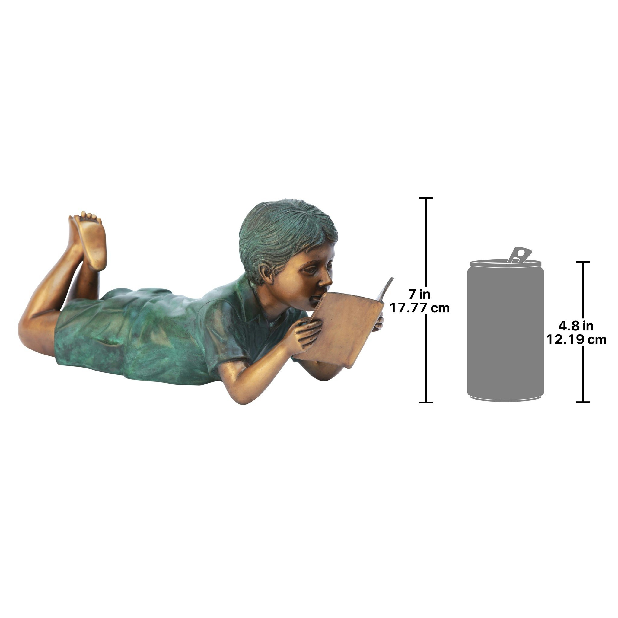 Toscano Bookworm Reader Garden Statue - Boy