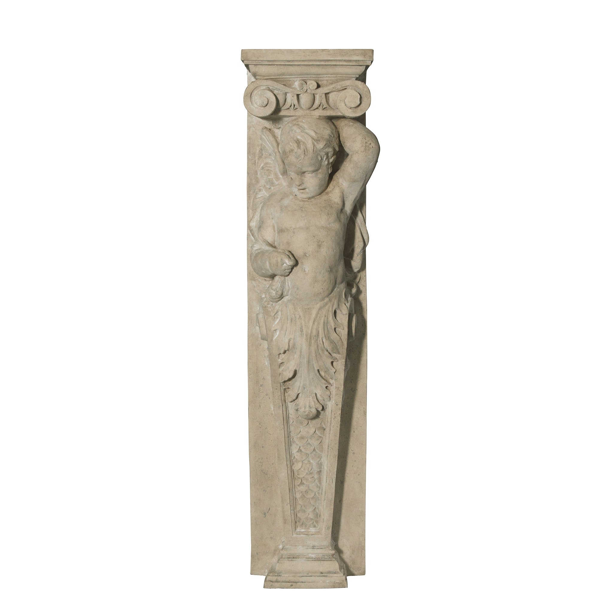 Toscano Fontainebleau Winged Cherub Right Facing Architectural Pilaster