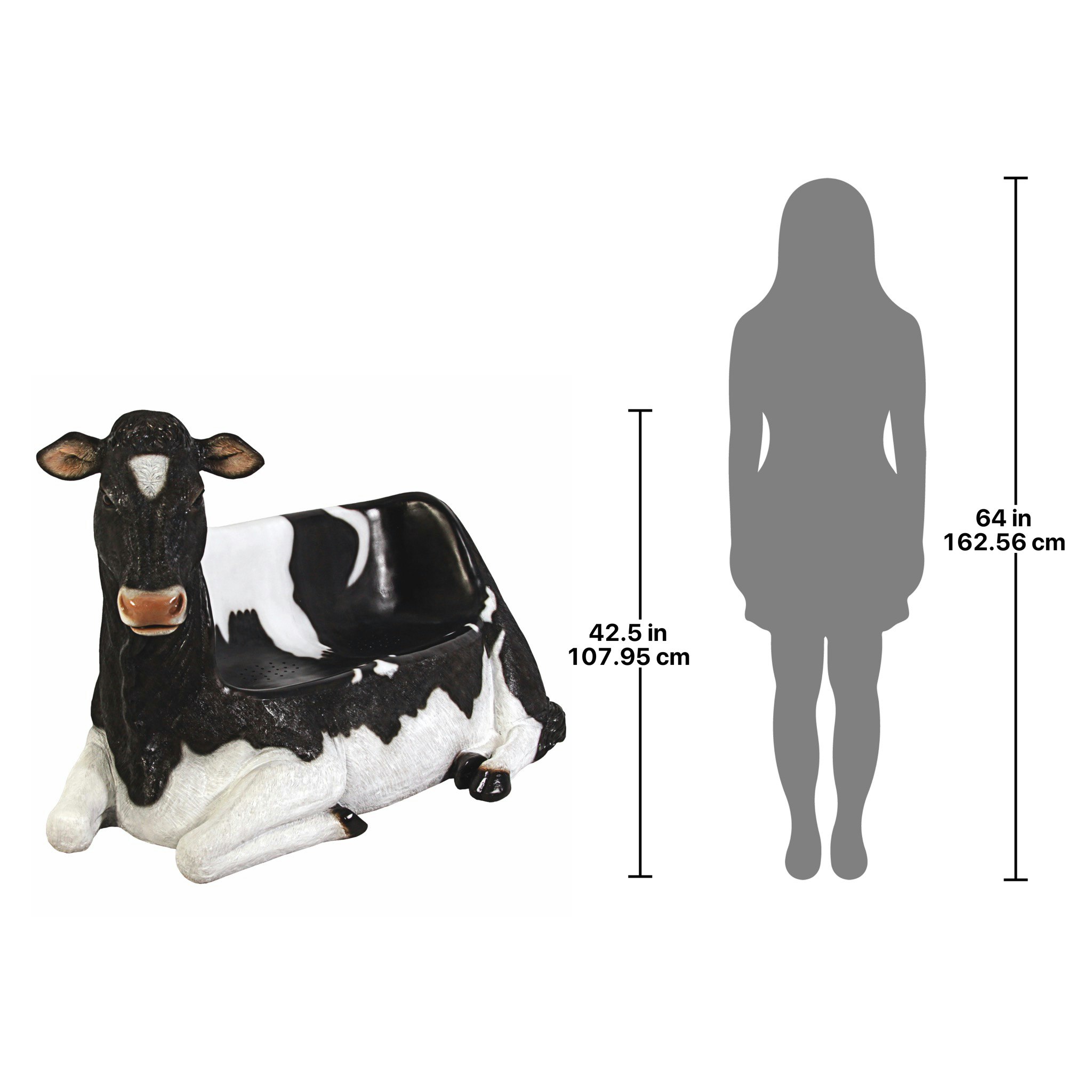 Toscano - Cowch Holstein Cow Photo Op Sculptural Bench