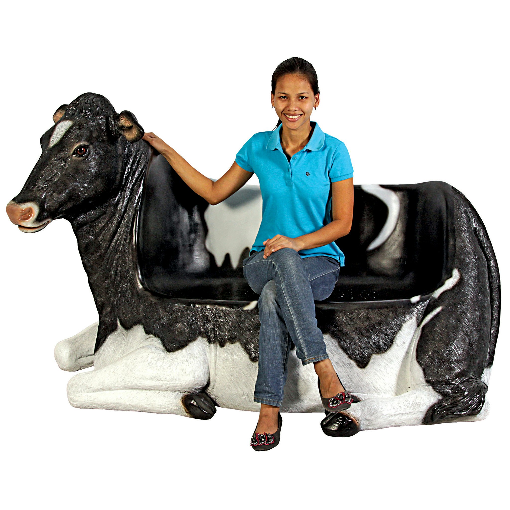 Toscano - Cowch Holstein Cow Photo Op Sculptural Bench