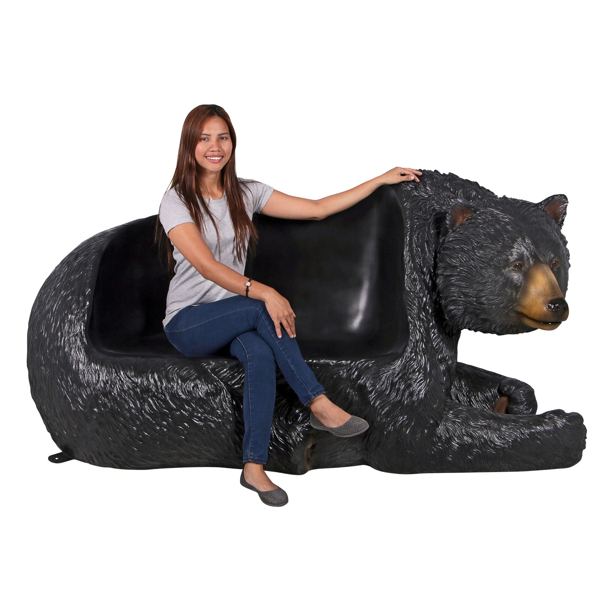 Toscano - Brawny Black Bear Sculptural Bench