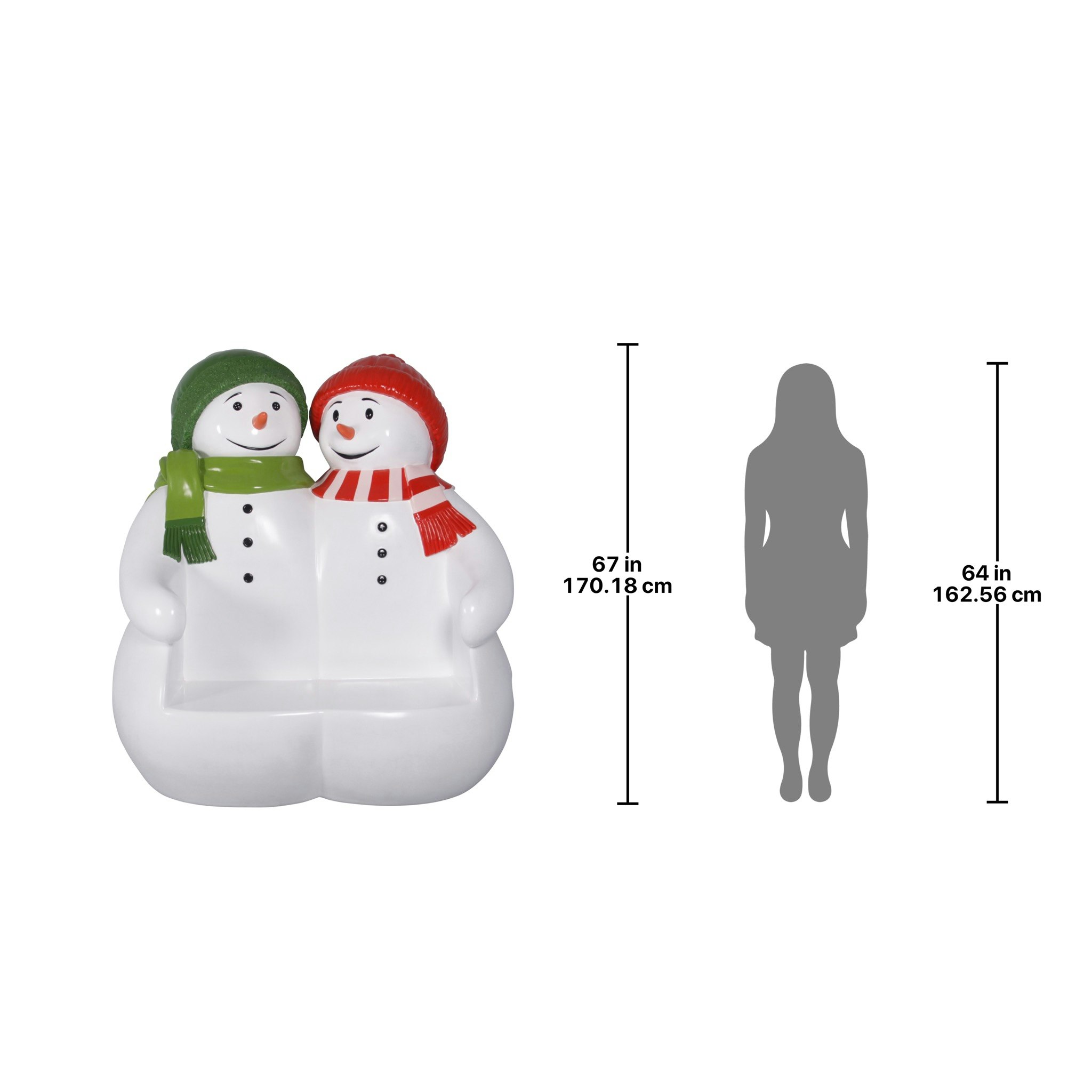 Toscano - Powder Pals Holiday Snowman Photo Op Sculptural Bench