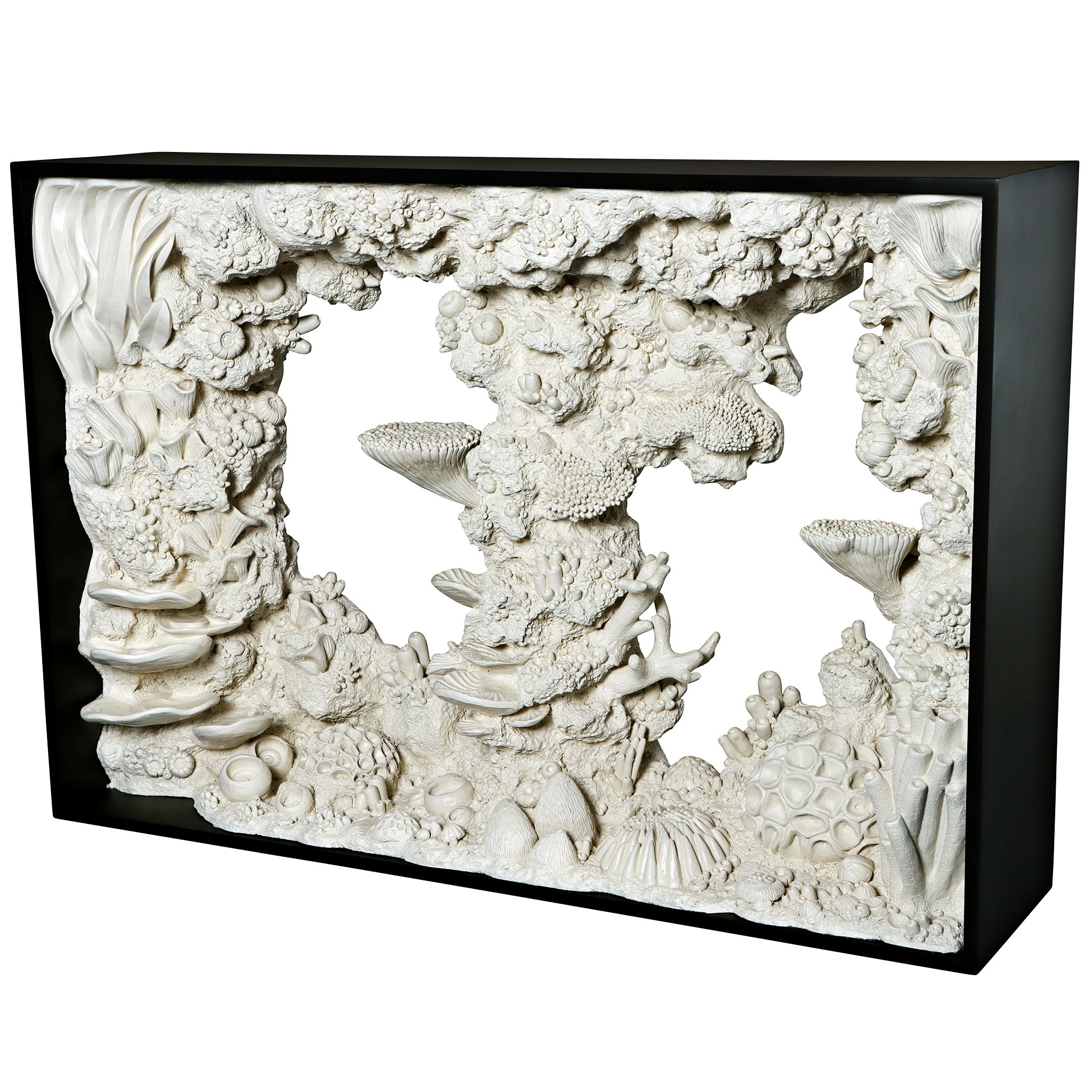 Toscano - Coral Reef Oceanside Sea Console Table in Black/White, Designer Resin