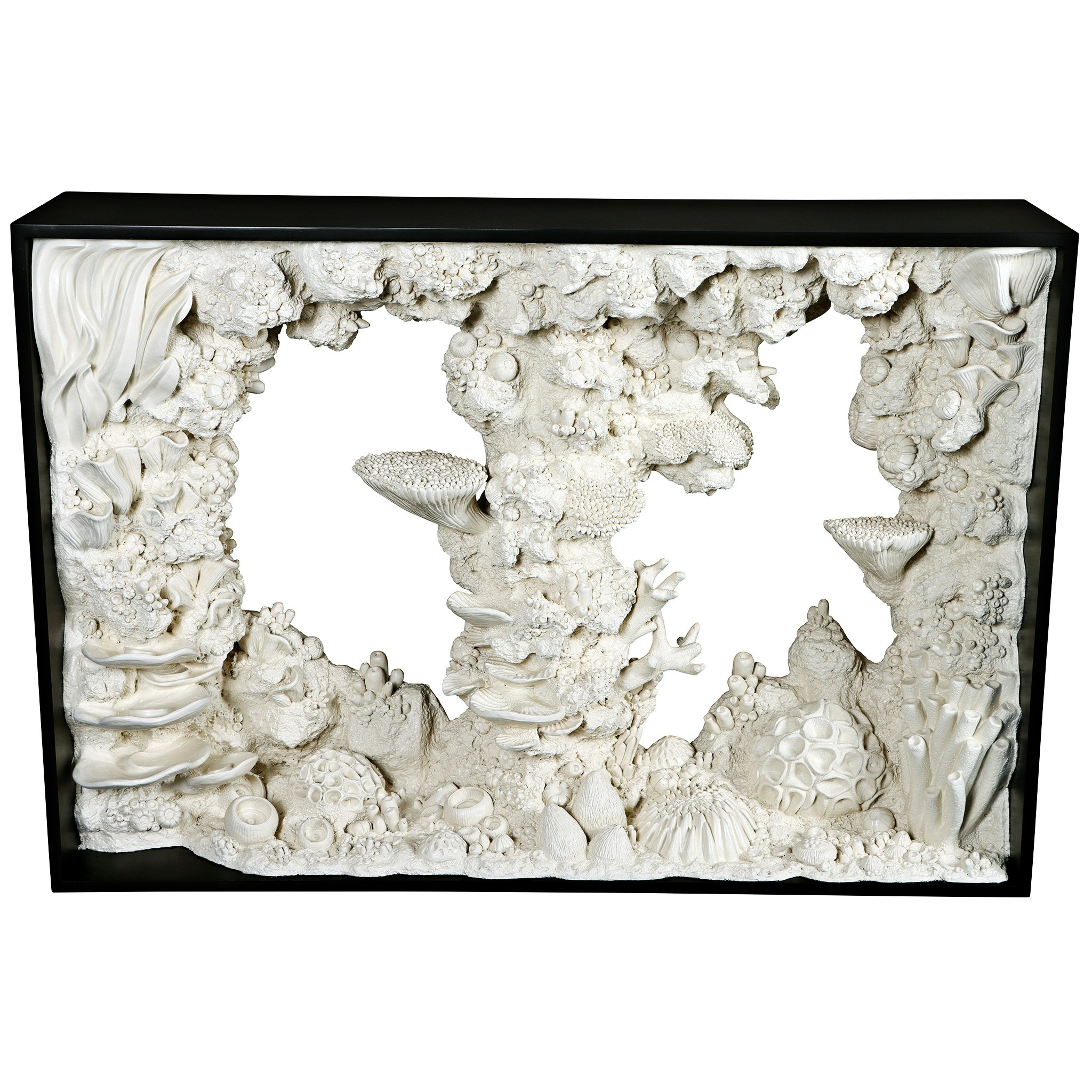 Toscano - Coral Reef Oceanside Sea Console Table in Black/White, Designer Resin