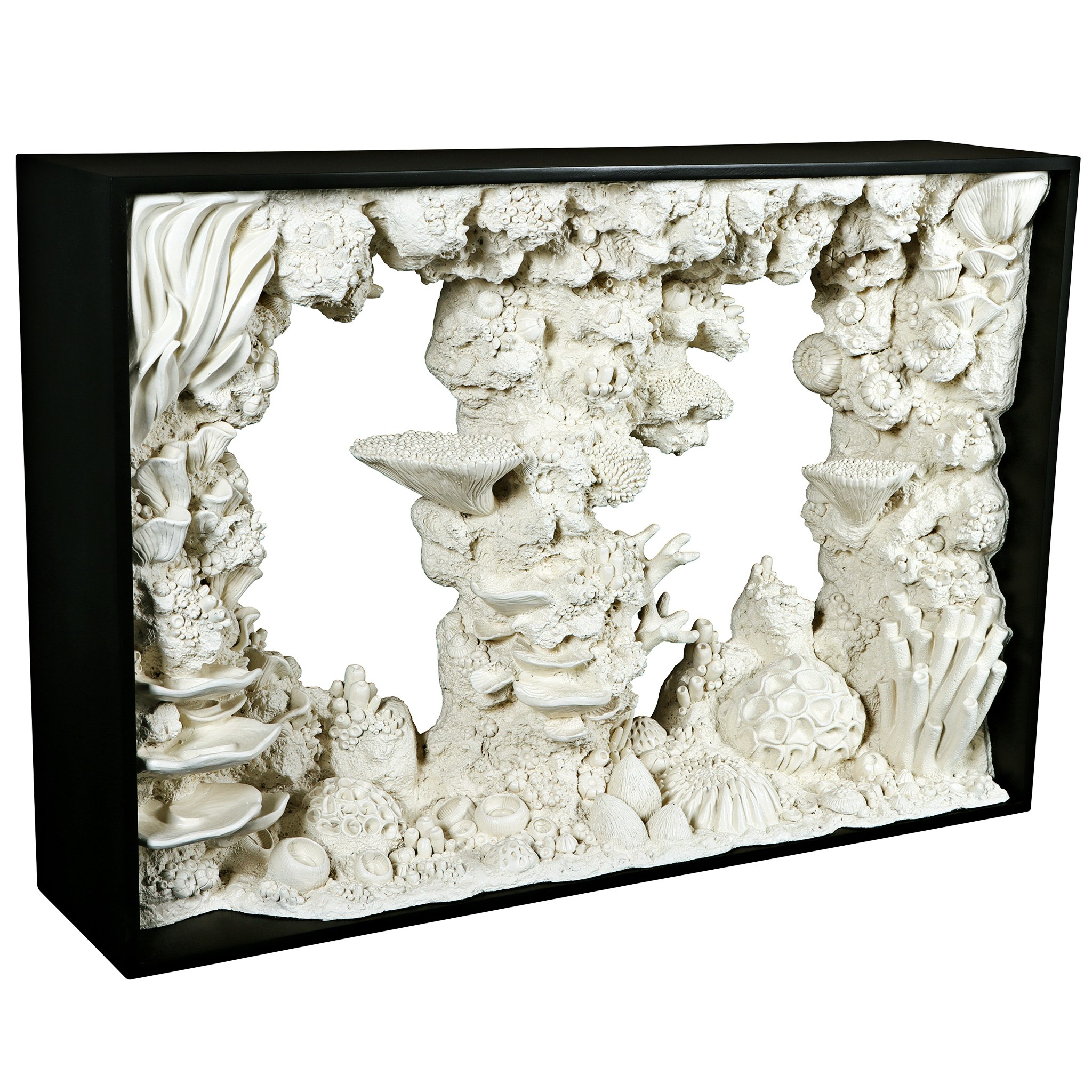 Toscano - Coral Reef Oceanside Sea Console Table in Black/White, Designer Resin