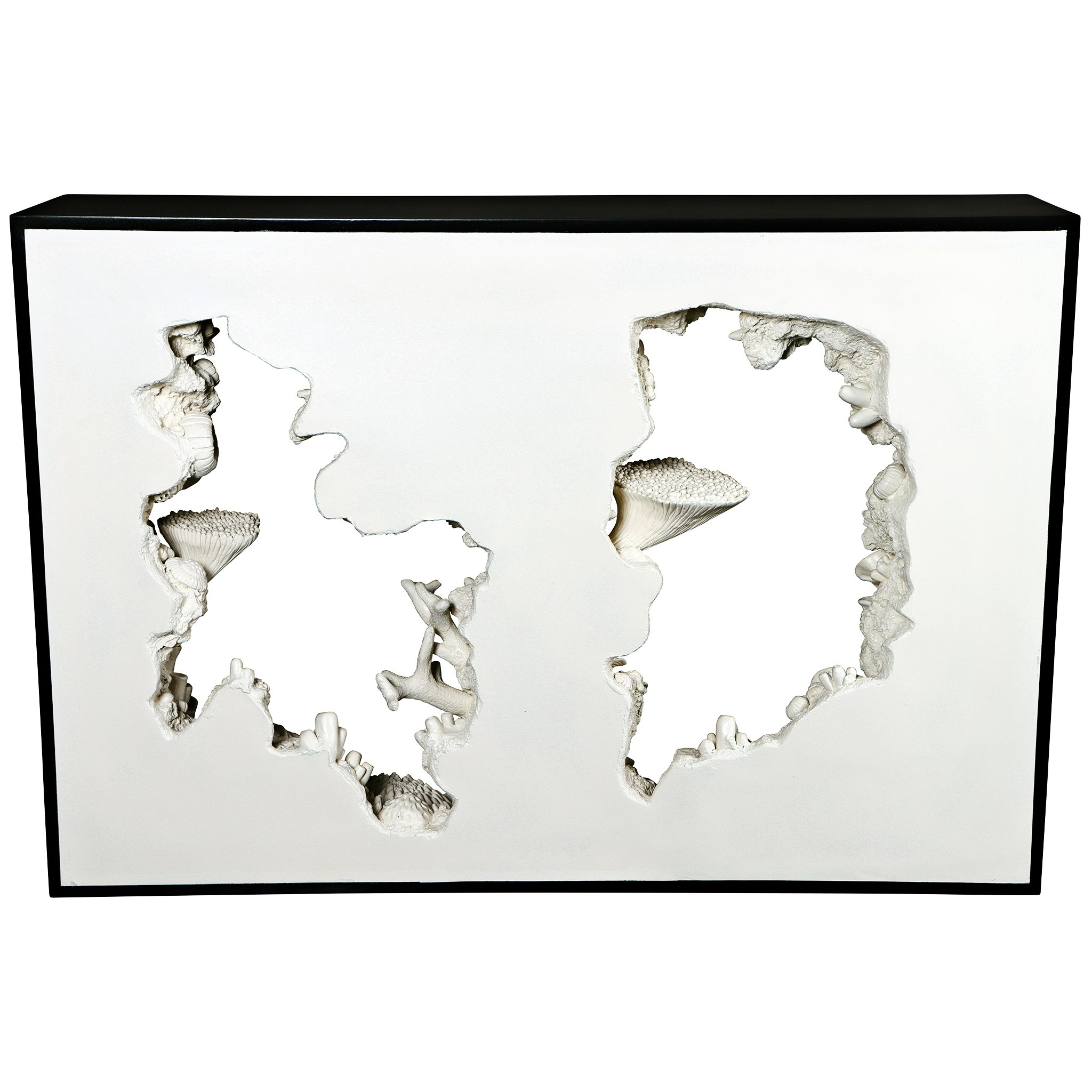 Toscano - Coral Reef Oceanside Sea Console Table in Black/White, Designer Resin