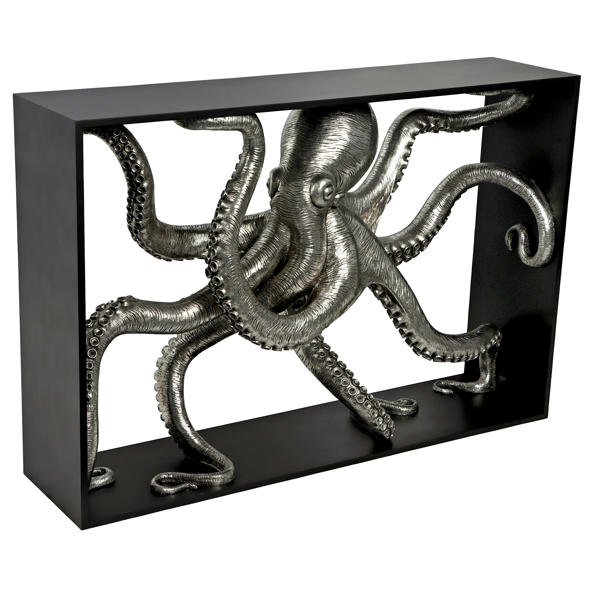 Toscano - Depths of the Sea Kraken Octopus Console Table in Black/Silver, Designer Resin