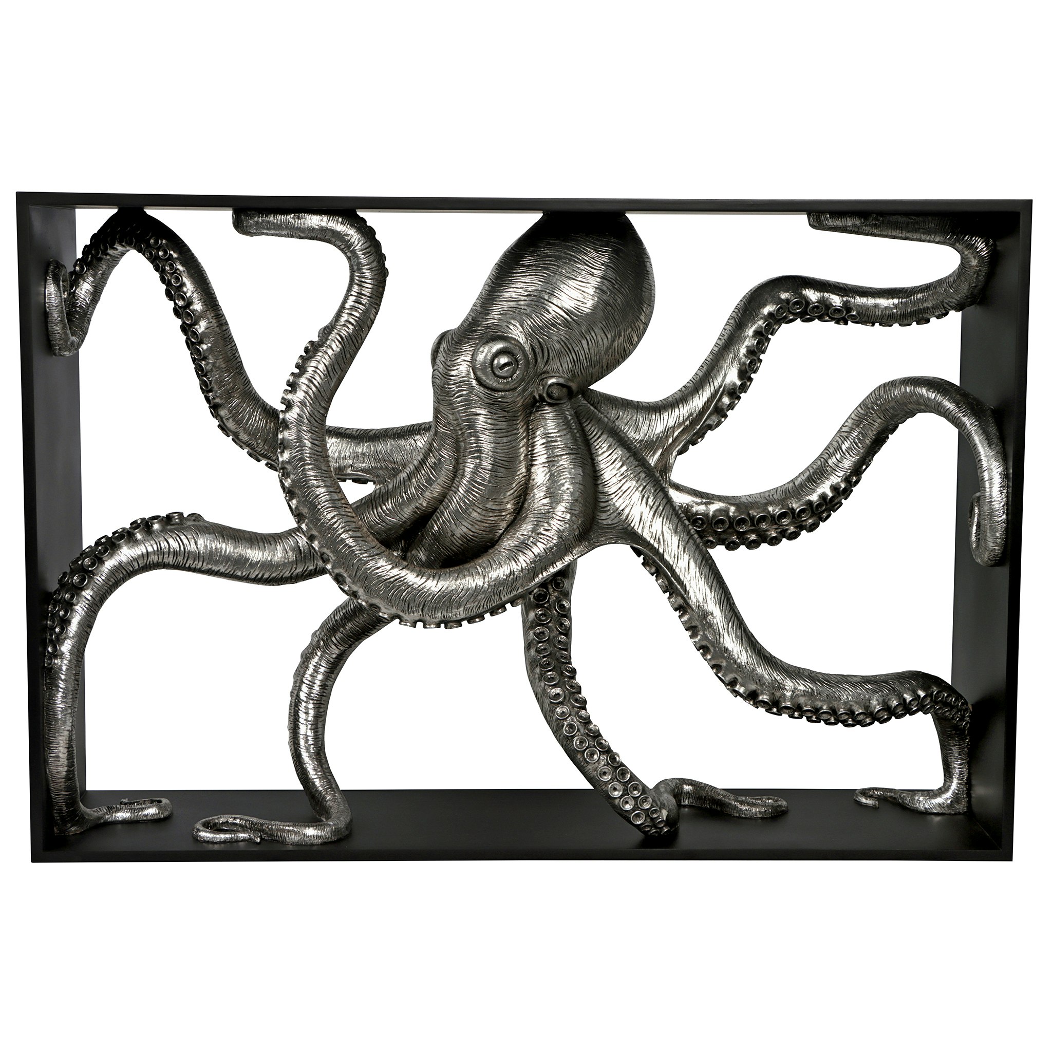 Toscano - Depths of the Sea Kraken Octopus Console Table in Black/Silver, Designer Resin