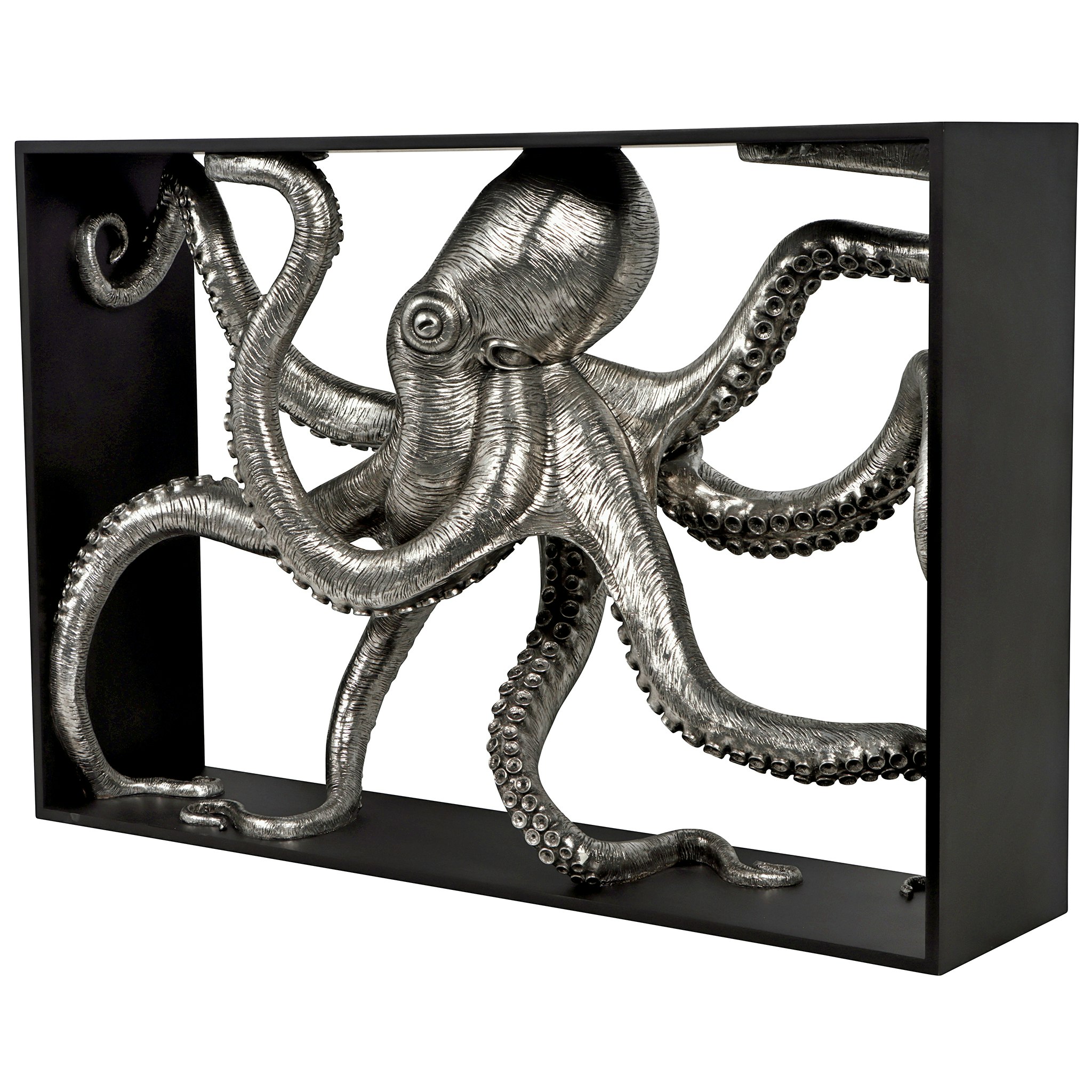 Toscano - Depths of the Sea Kraken Octopus Console Table in Black/Silver, Designer Resin