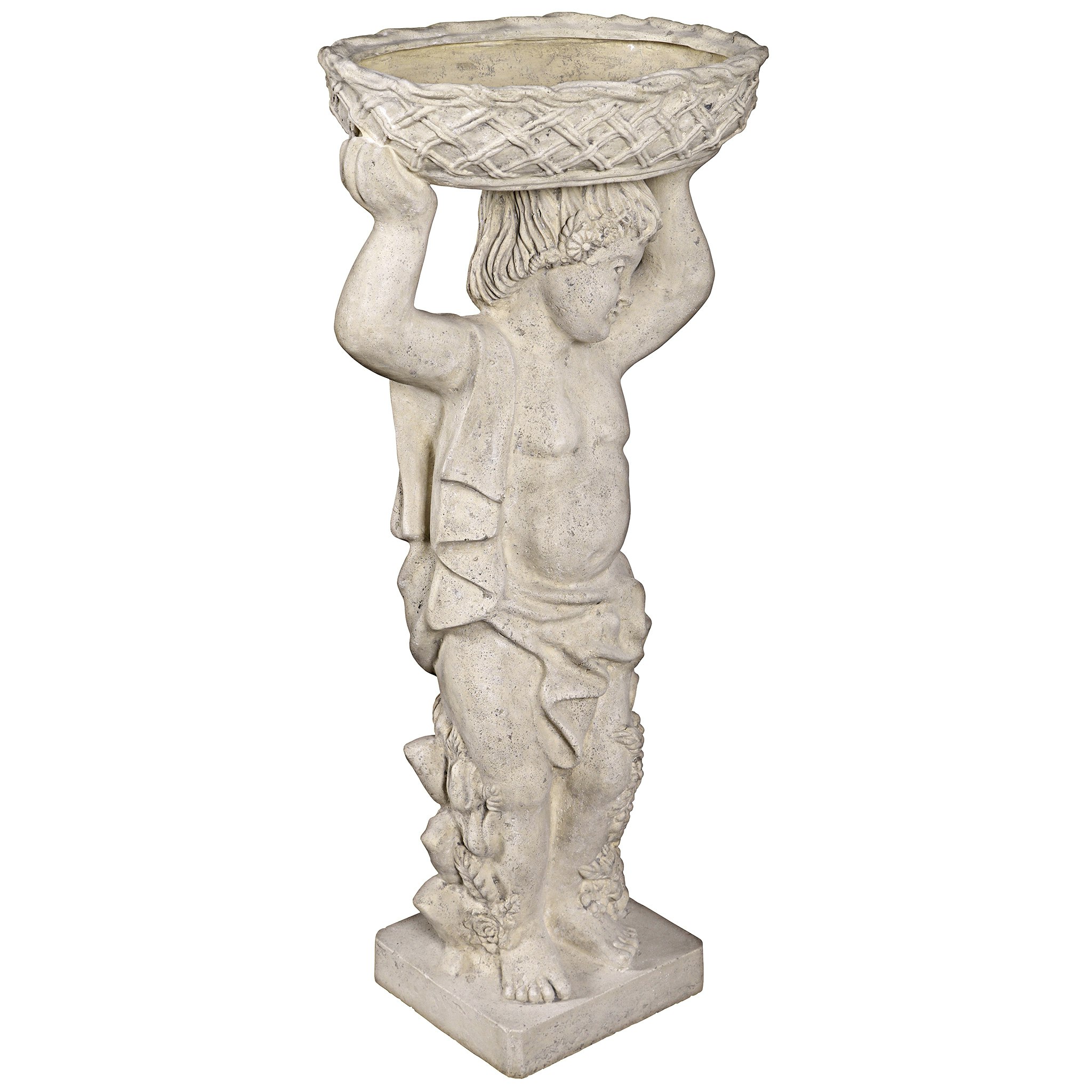 Toscano Young Bacchus with Basket Planter Garden Statue - Bacchus Left