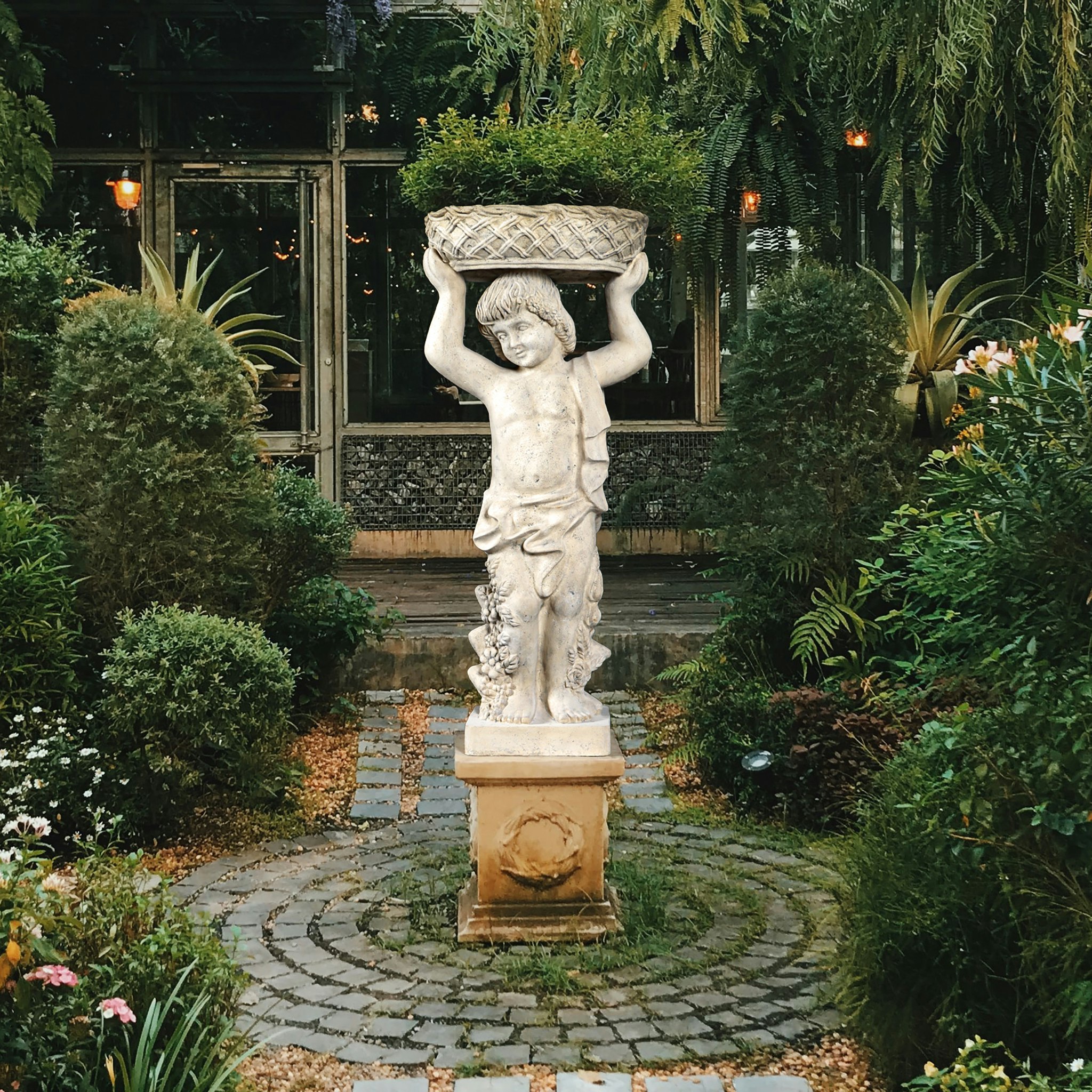 Toscano - Young Bacchus with Basket Planter Garden Statue