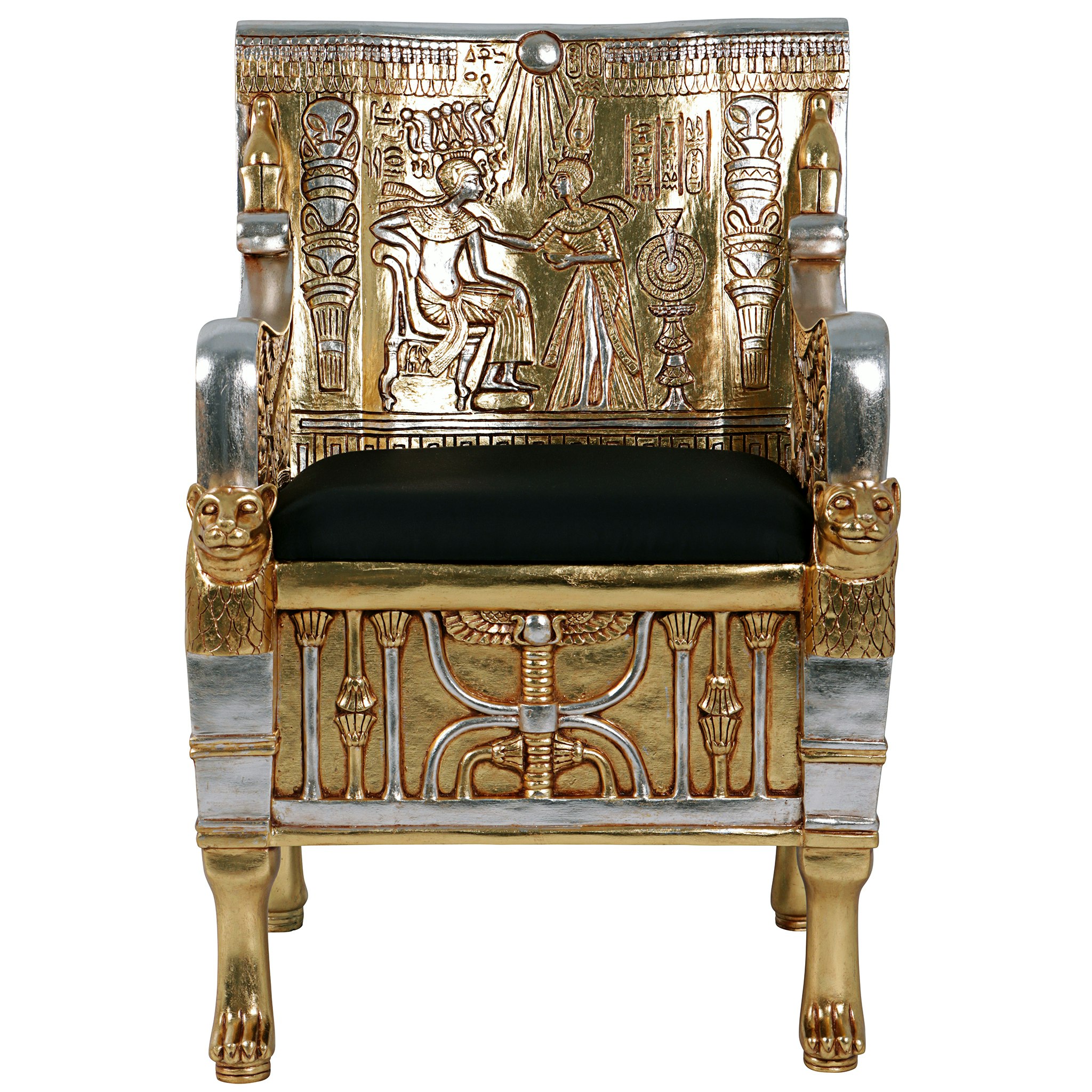 Toscano - King Tut Egyptian Throne Chair in Silver/Gold, Fiberglass