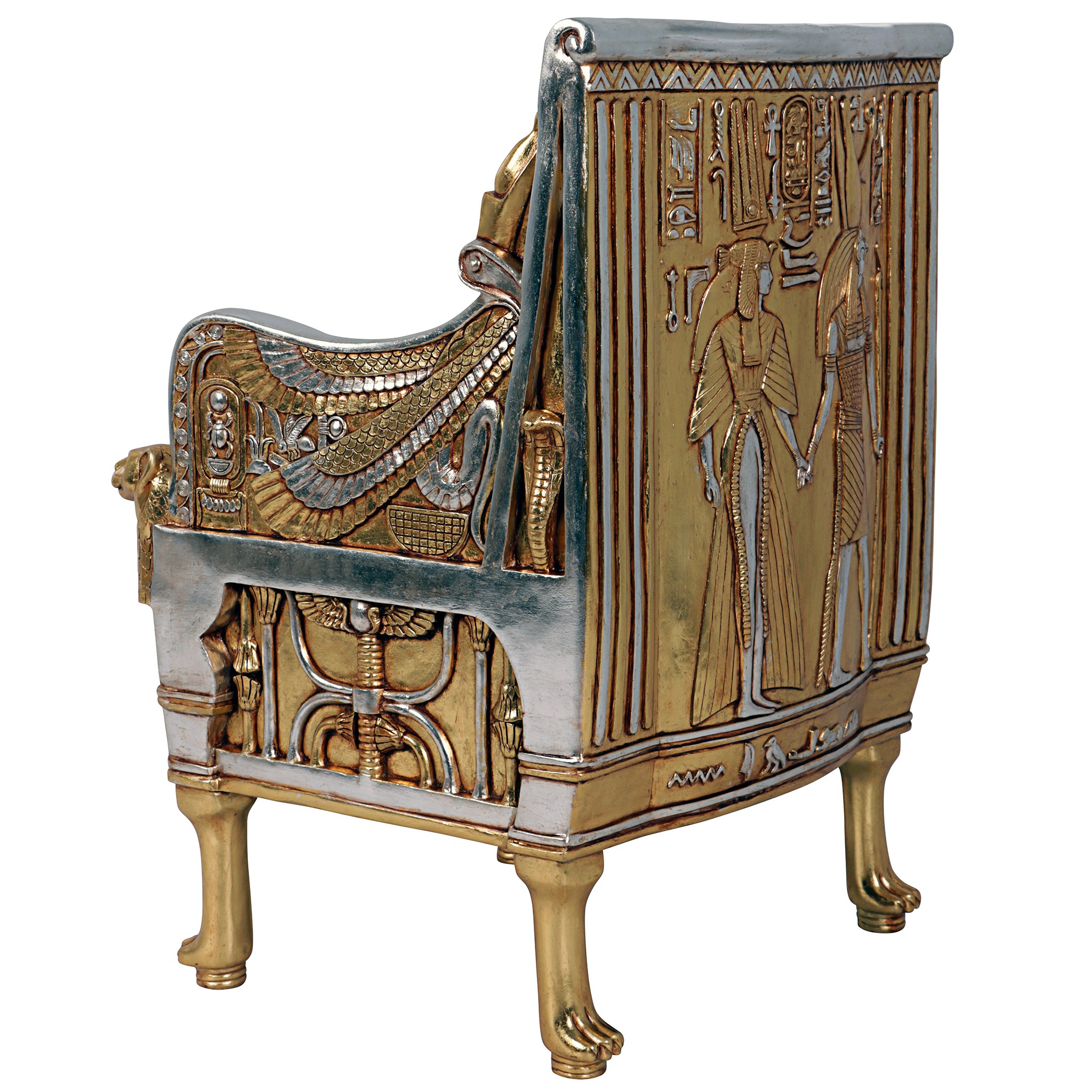 Toscano - King Tut Egyptian Throne Chair in Silver/Gold, Fiberglass