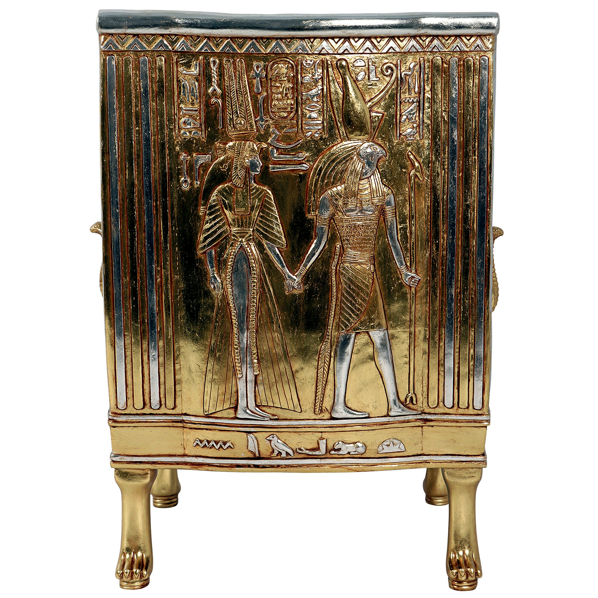 Toscano - King Tut Egyptian Throne Chair in Silver/Gold, Fiberglass