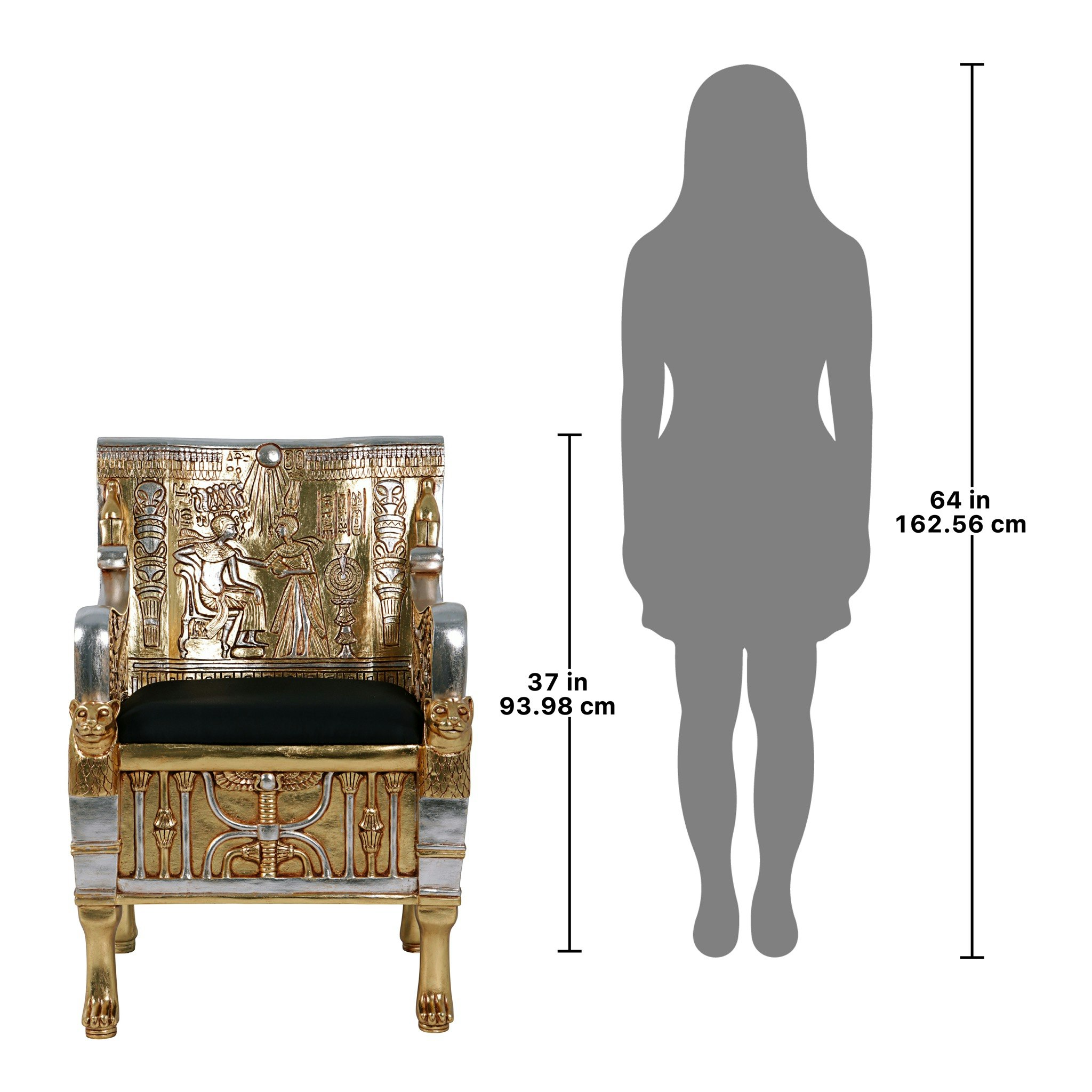 Toscano - King Tut Egyptian Throne Chair in Silver/Gold, Fiberglass