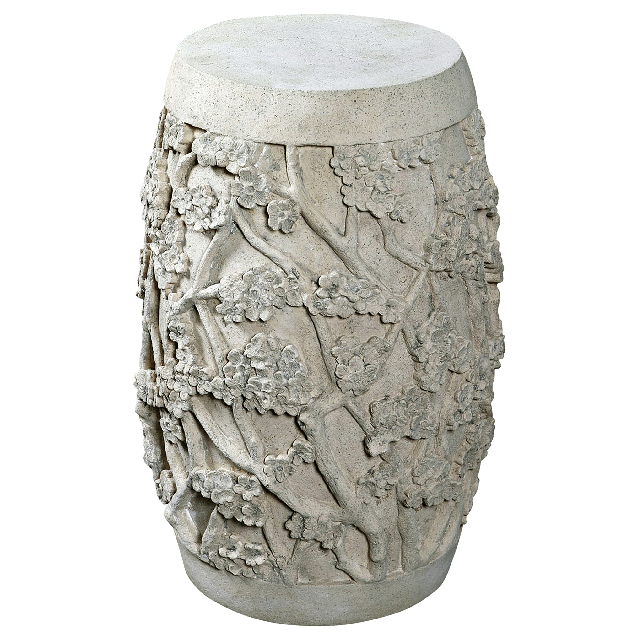 Toscano Sakura Cherry Blossom Asian Sculptural Pedestal Table - Stone, Fiberglass