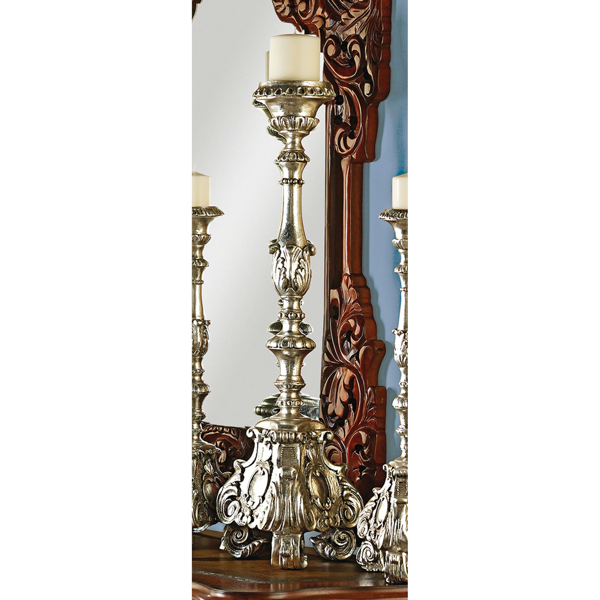 Toscano European Scroll-Footed Large Candlestick