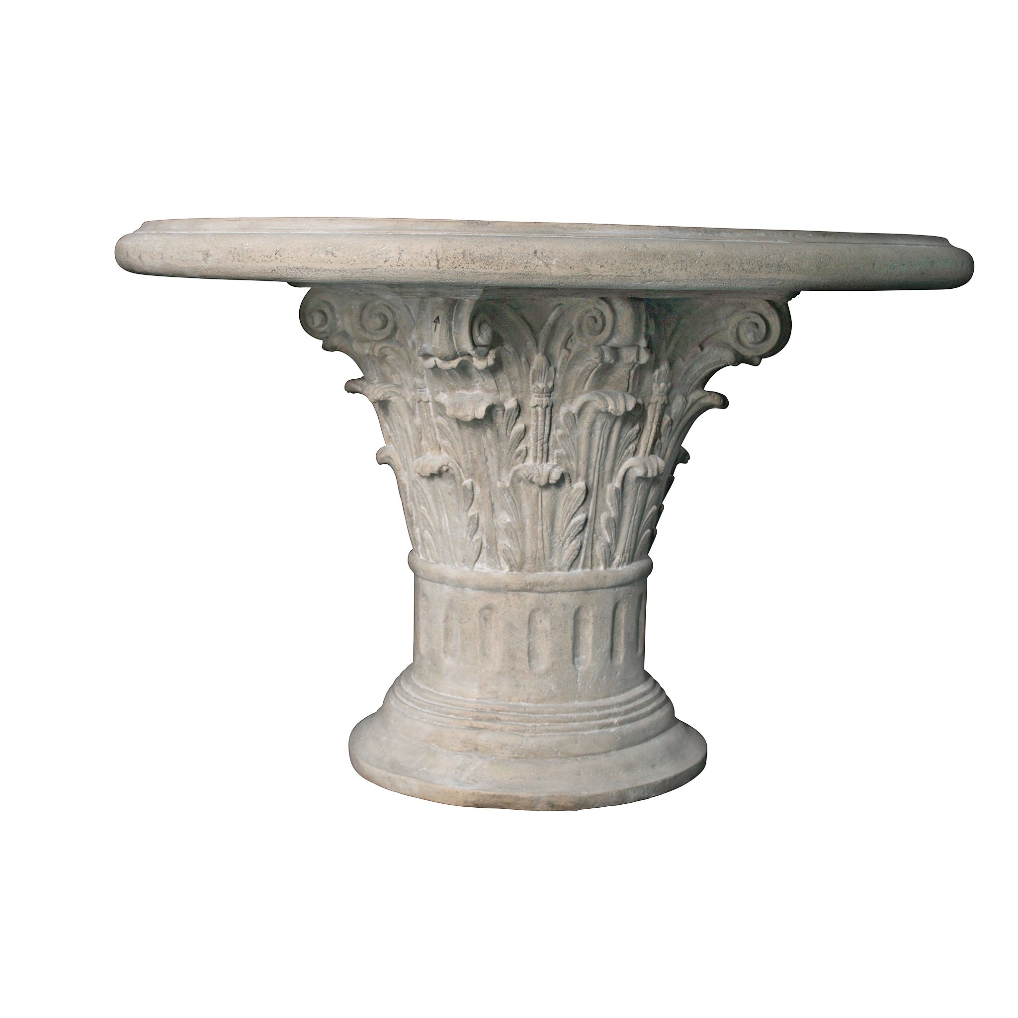 Toscano - Roman Corinthian Capital Architectural Table in Ancient Ivory, Fiberglass