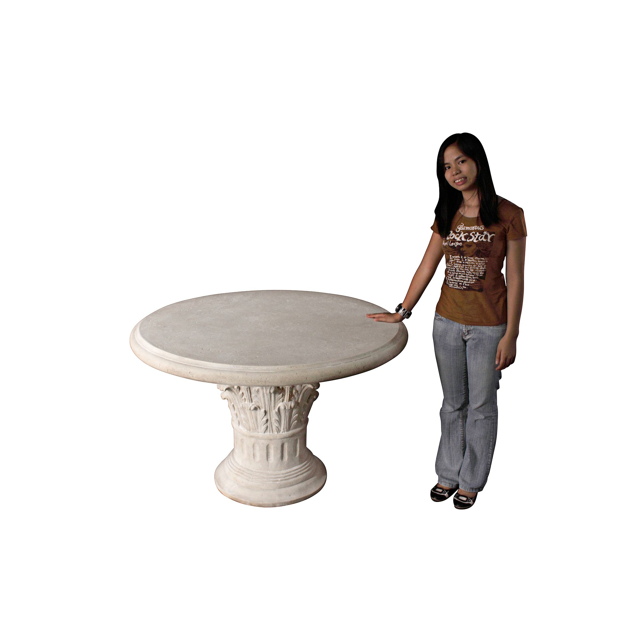 Toscano - Roman Corinthian Capital Architectural Table in Ancient Ivory, Fiberglass