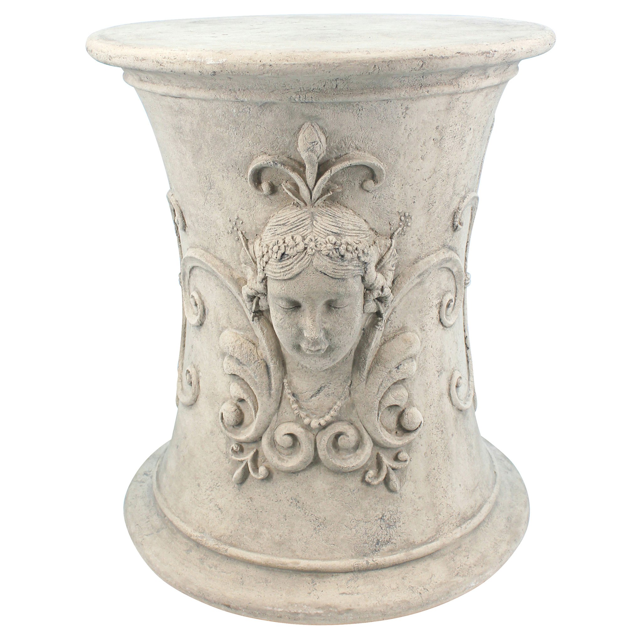 Toscano - Flora Goddess of Spring Neoclassical French Spa Stool in Ancient Ivory, Fiberglass