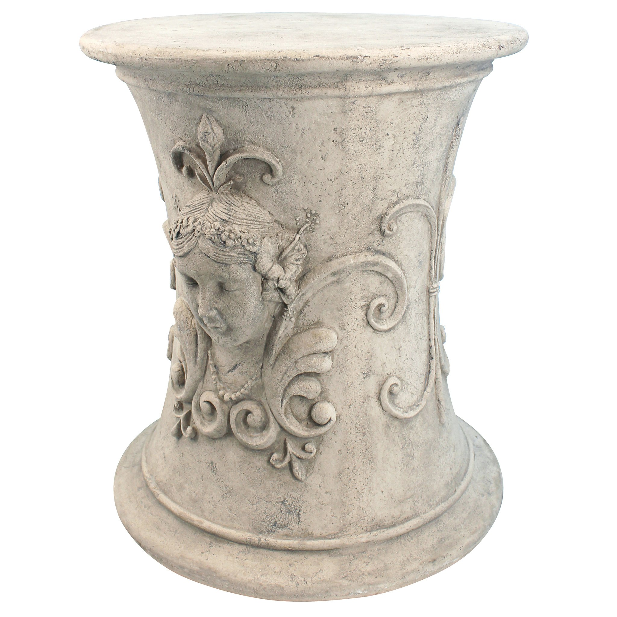 Toscano - Flora Goddess of Spring Neoclassical French Spa Stool in Ancient Ivory, Fiberglass