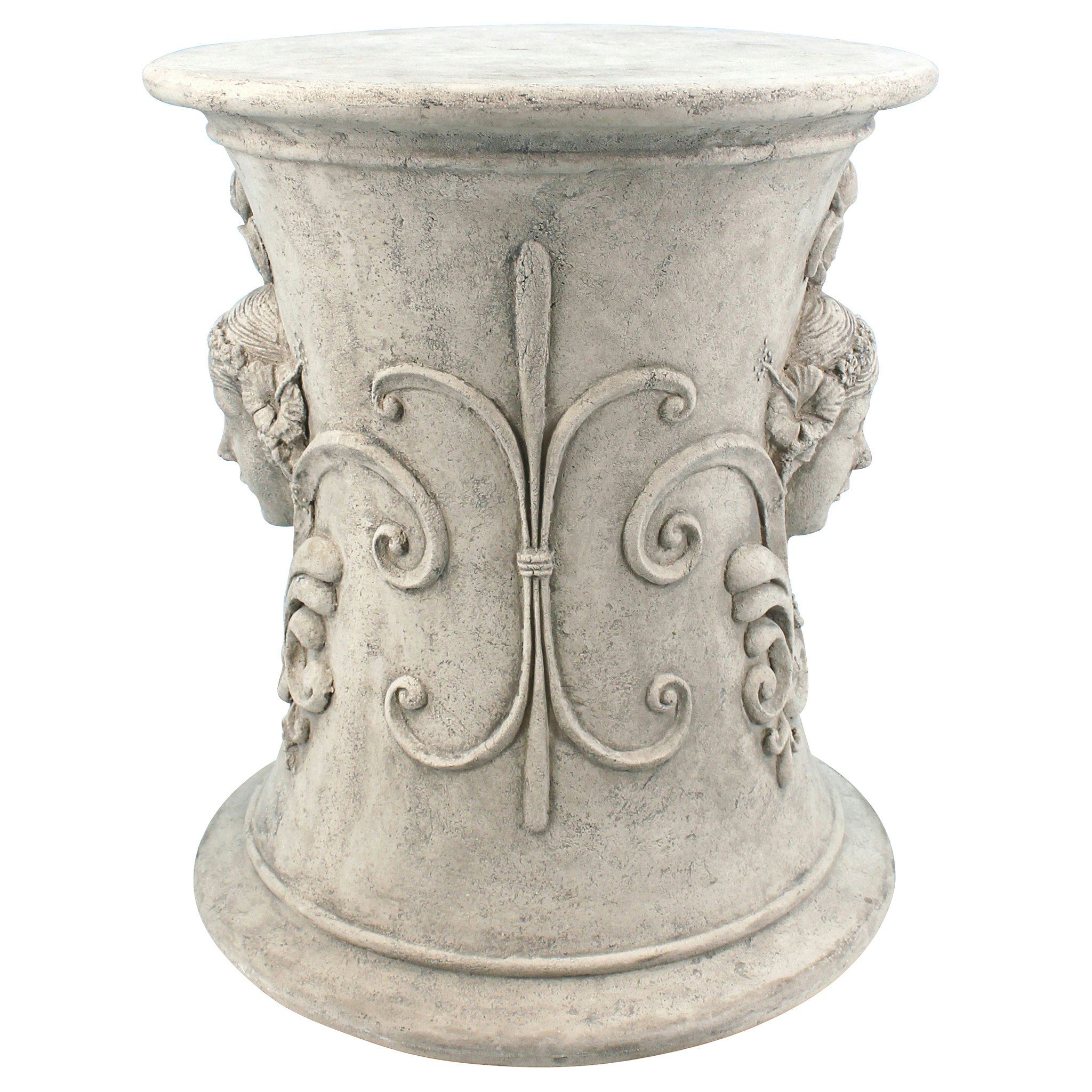 Toscano - Flora Goddess of Spring Neoclassical French Spa Stool in Ancient Ivory, Fiberglass