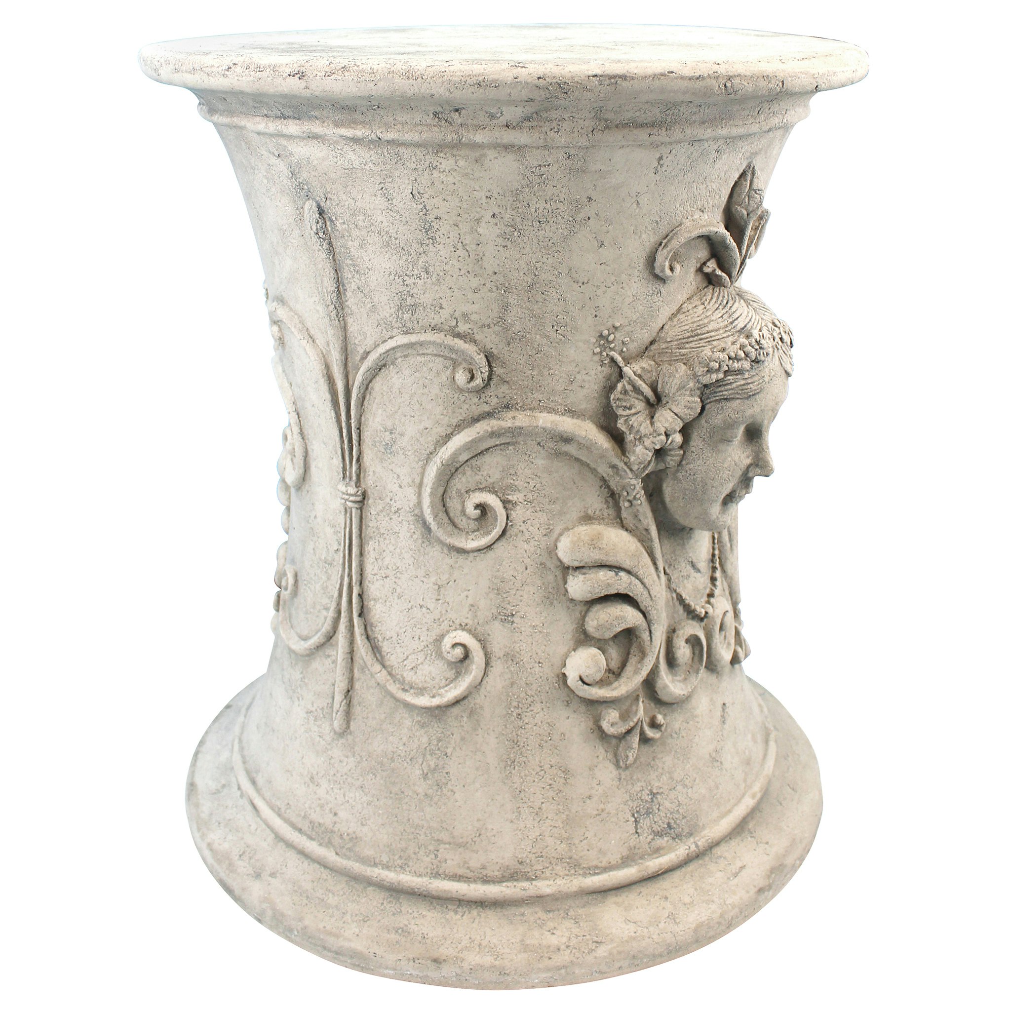 Toscano - Flora Goddess of Spring Neoclassical French Spa Stool in Ancient Ivory, Fiberglass