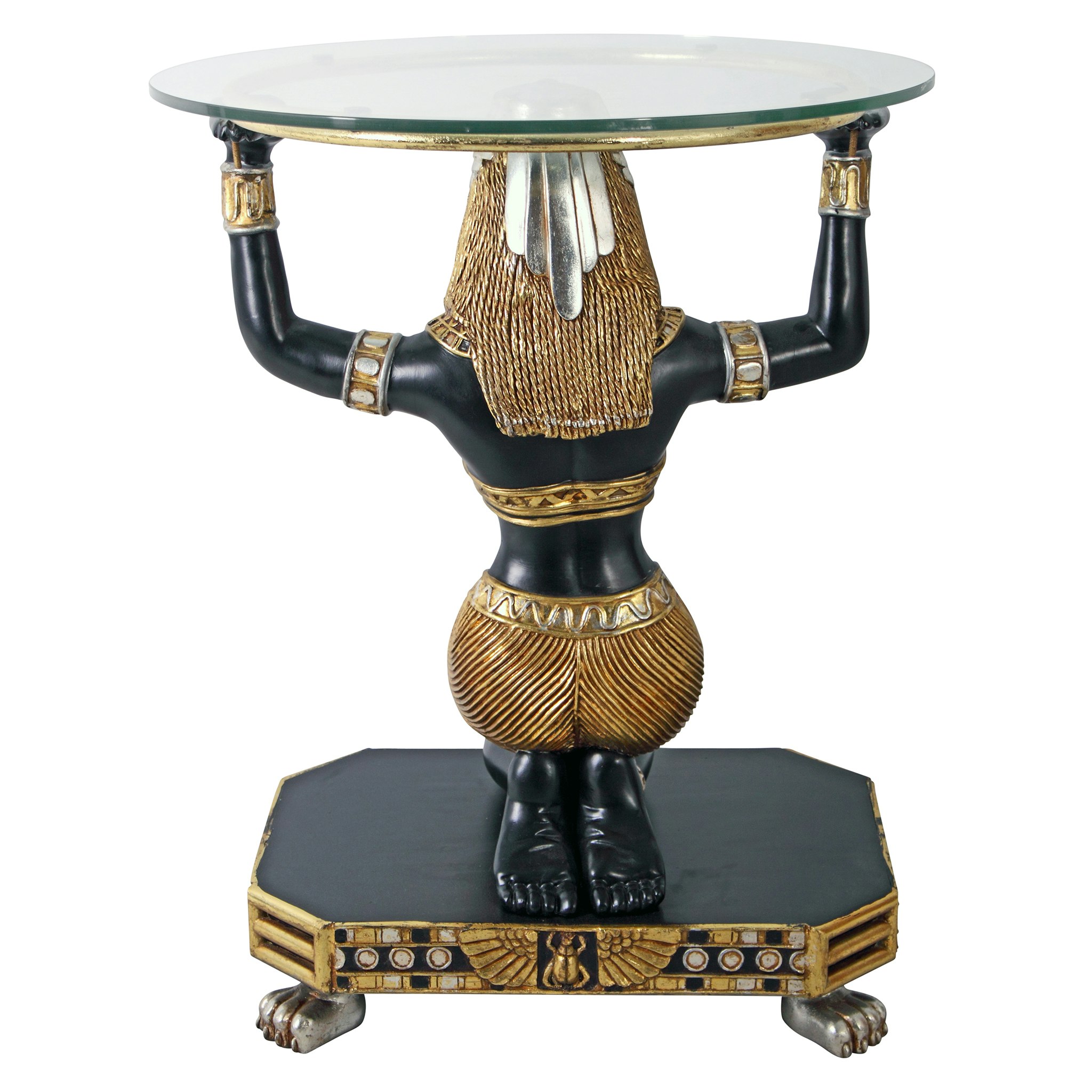 Toscano - Egyptian Goddess Maat Glass-Topped Console Table in Fiberglass