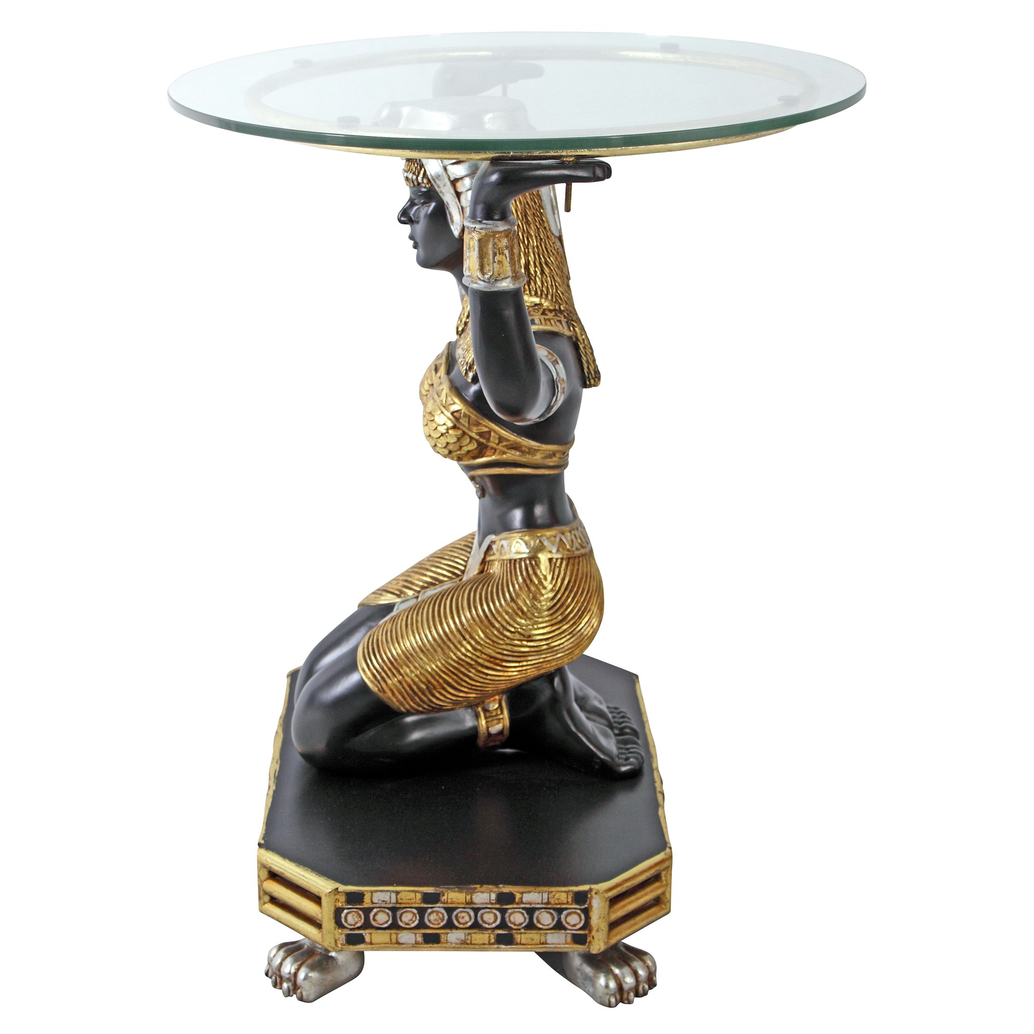 Toscano - Egyptian Goddess Maat Glass-Topped Console Table in Fiberglass