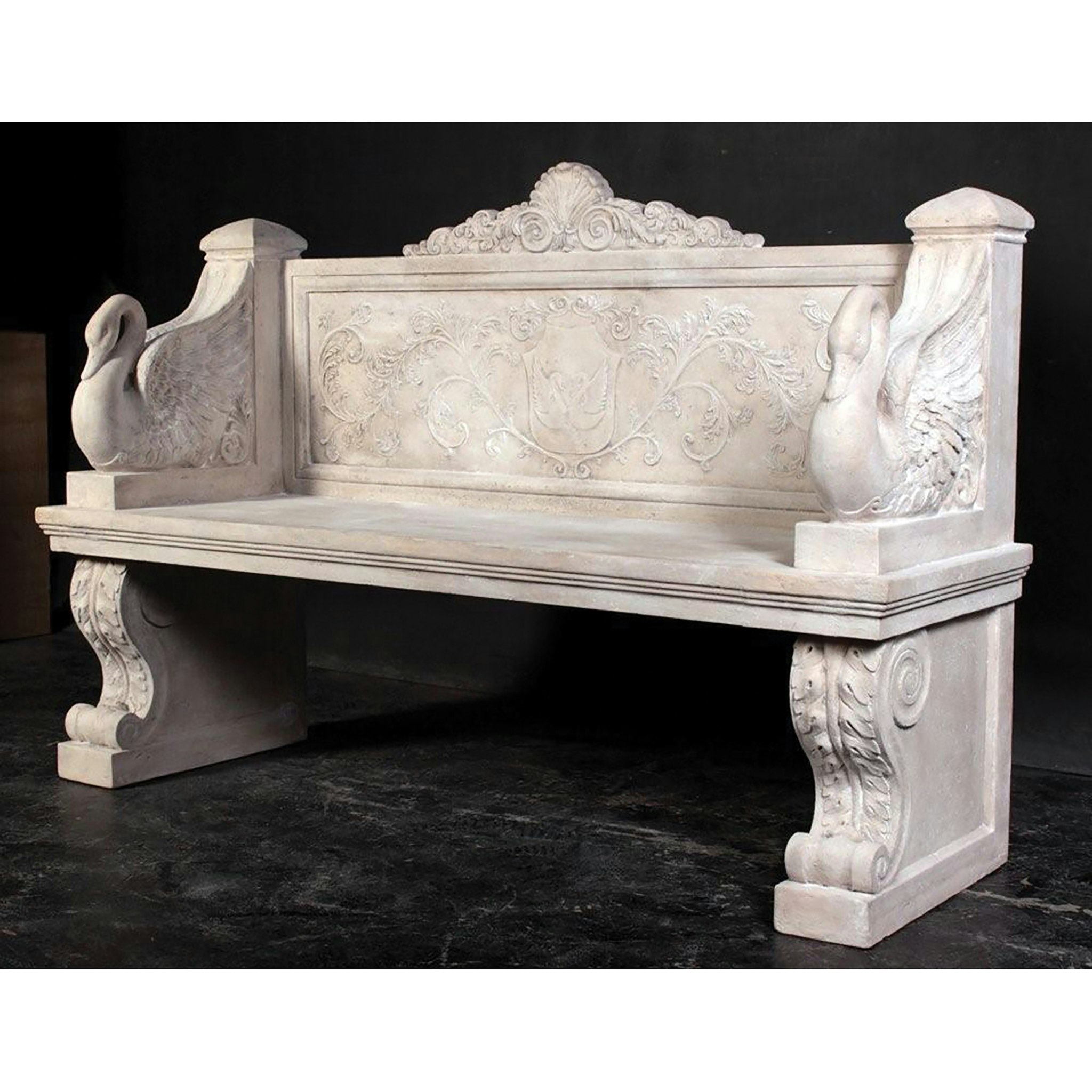 Toscano - Giant Neoclassical Swan Garden Bench in Fiberglass