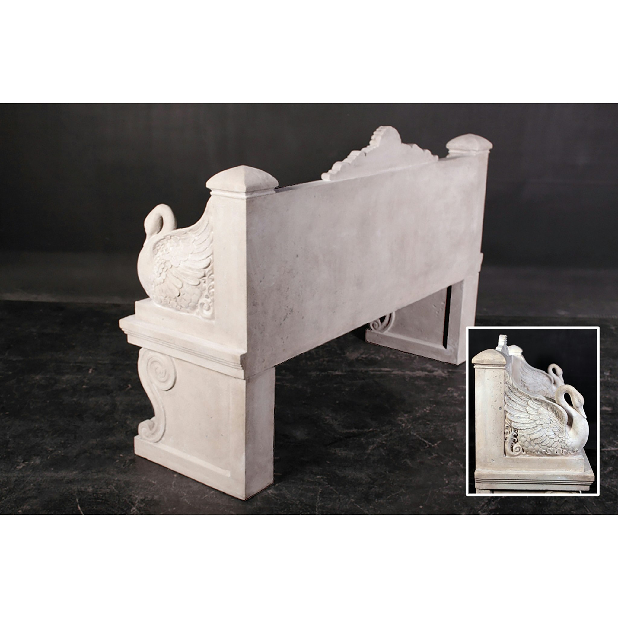 Toscano - Giant Neoclassical Swan Garden Bench in Fiberglass