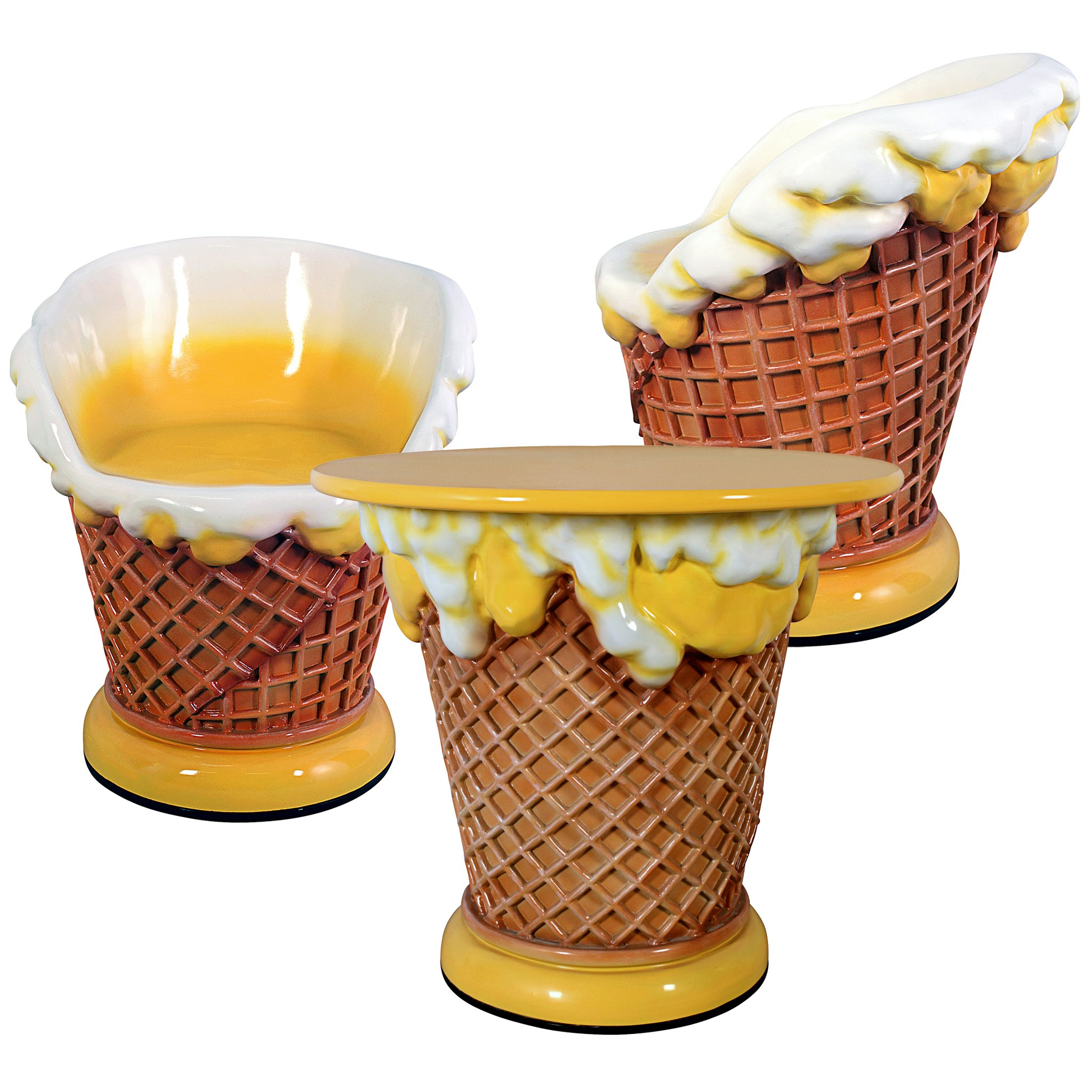 Toscano - Set of Ice Cream Parlor Sculptural Table and 2 Chairs