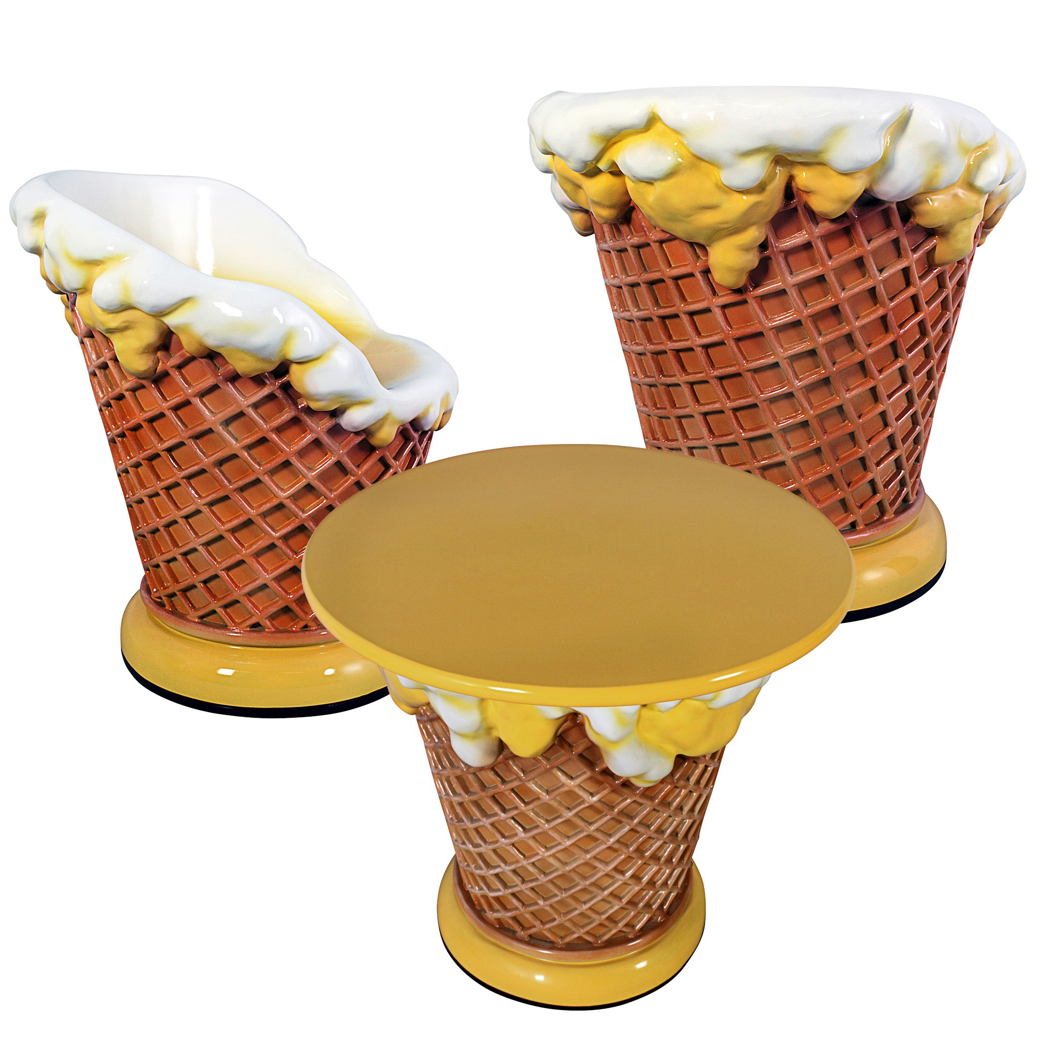 Toscano - Set of Ice Cream Parlor Sculptural Table and 2 Chairs