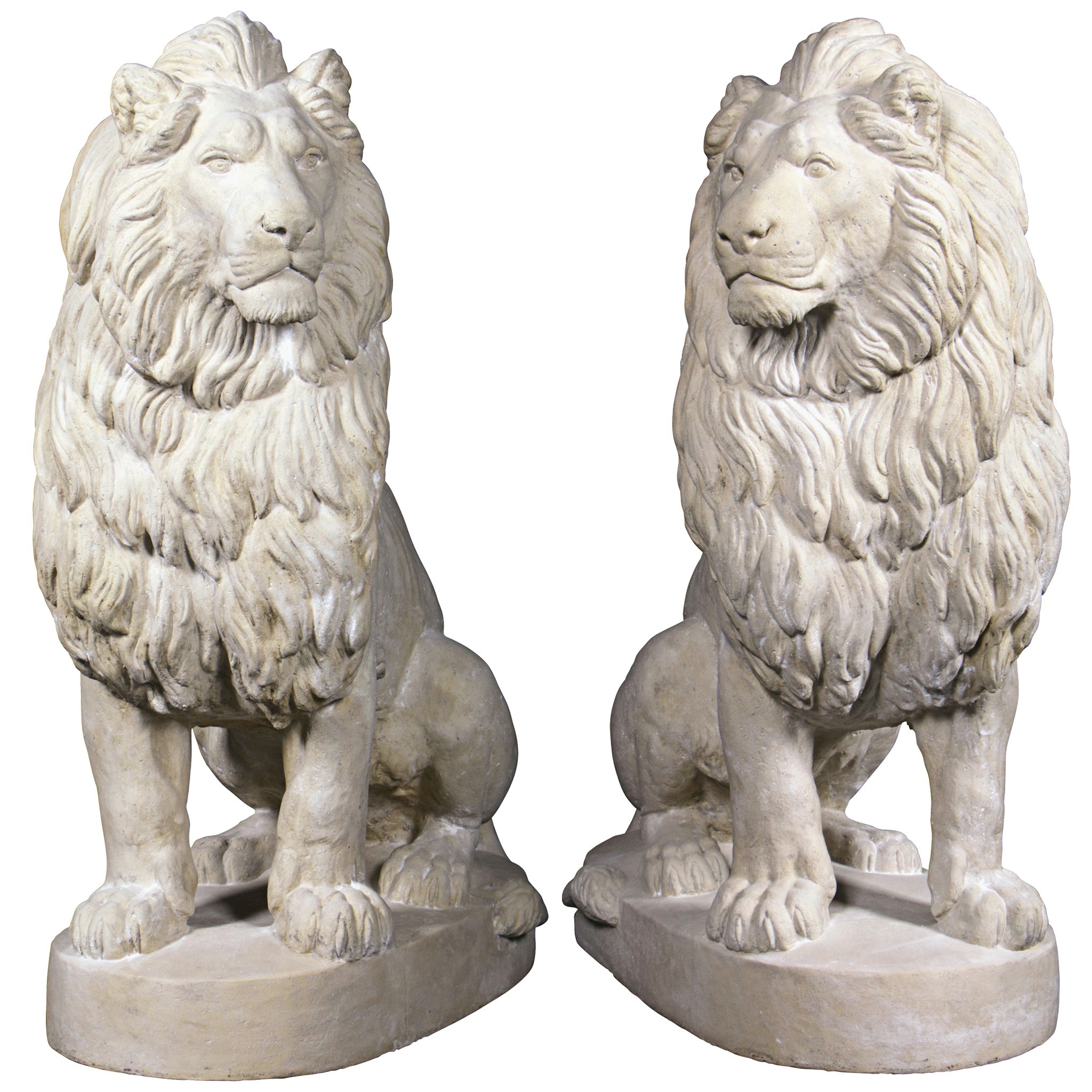 Toscano - Set of Stately Chateau Lion Sentinel Garden Statues Left and Right