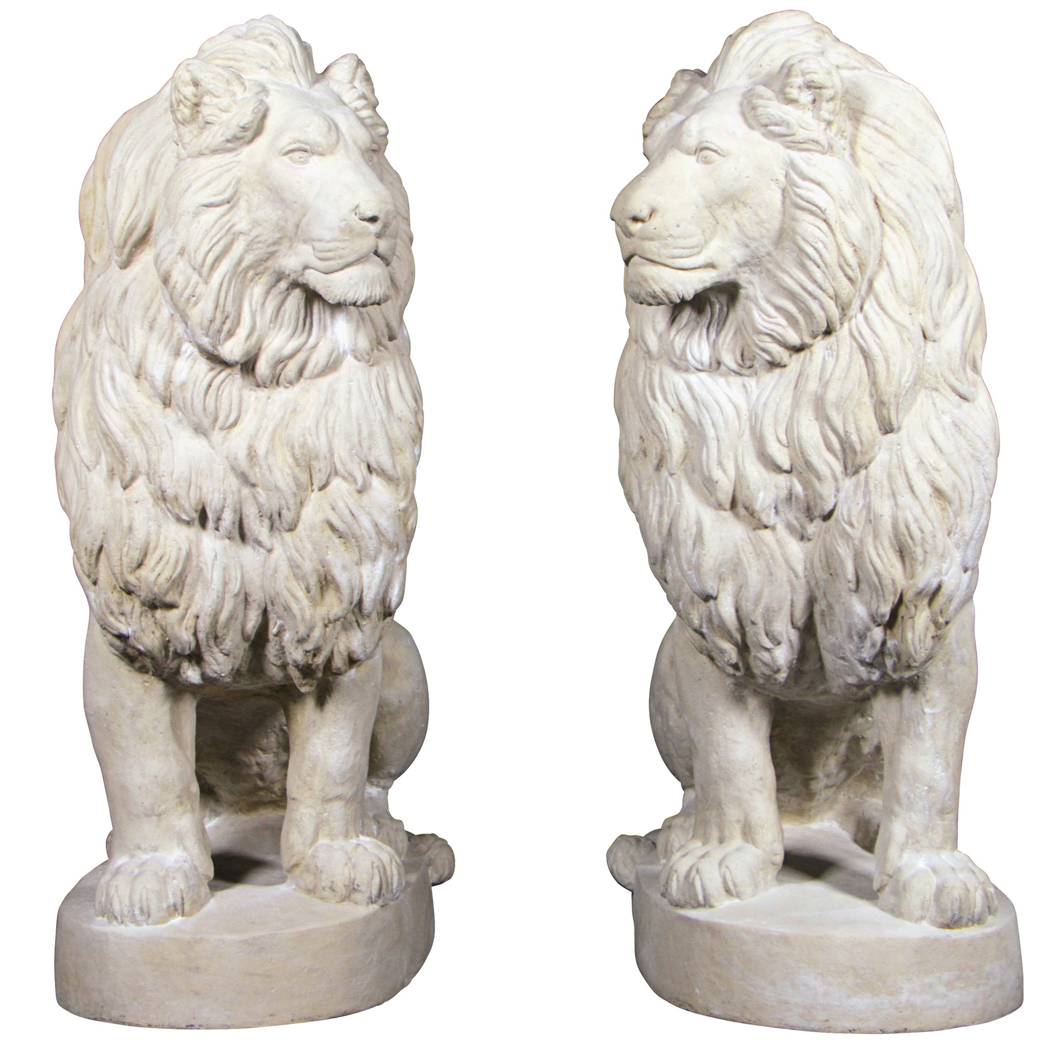 Toscano - Set of Stately Chateau Lion Sentinel Garden Statues Left and Right