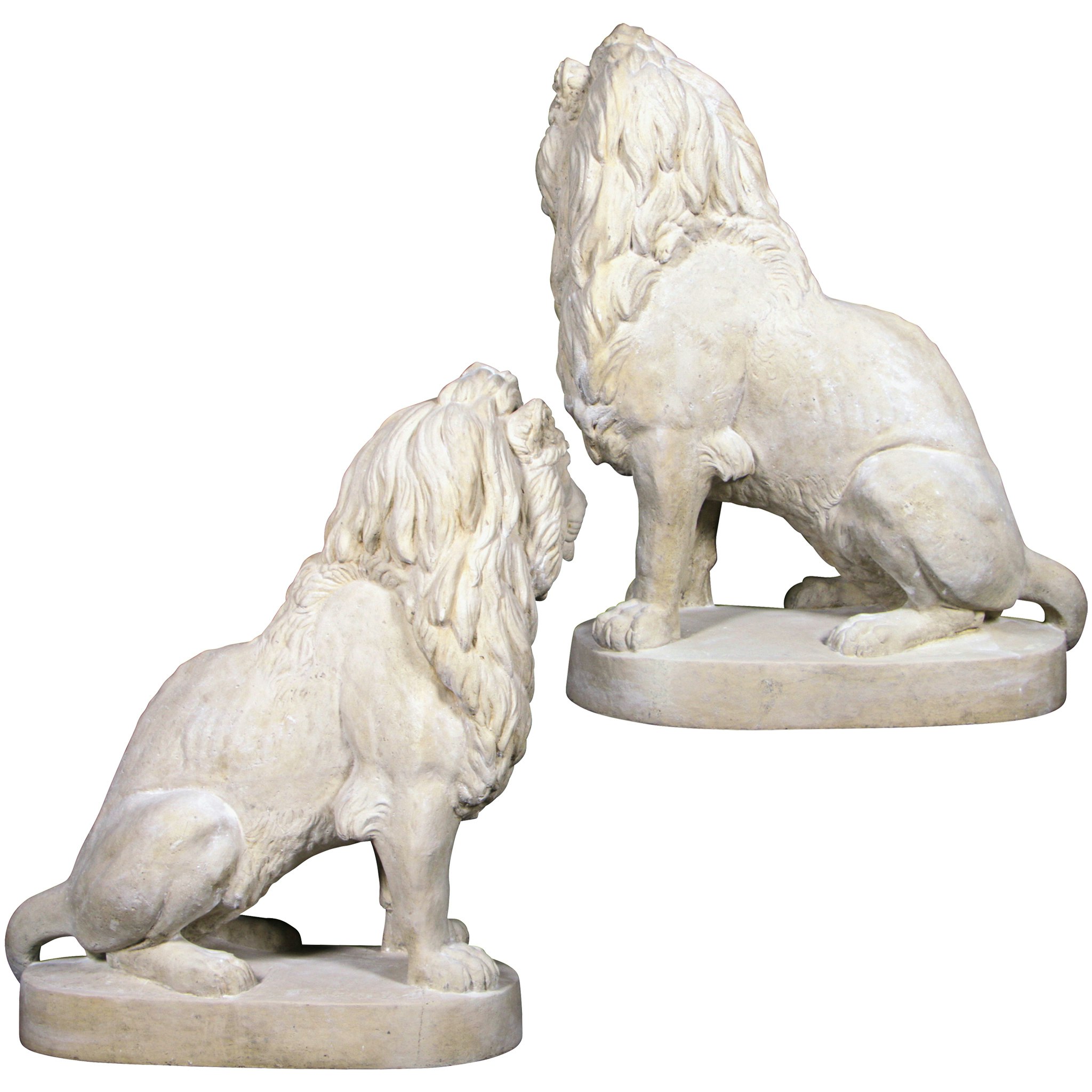 Toscano - Set of Stately Chateau Lion Sentinel Garden Statues Left and Right