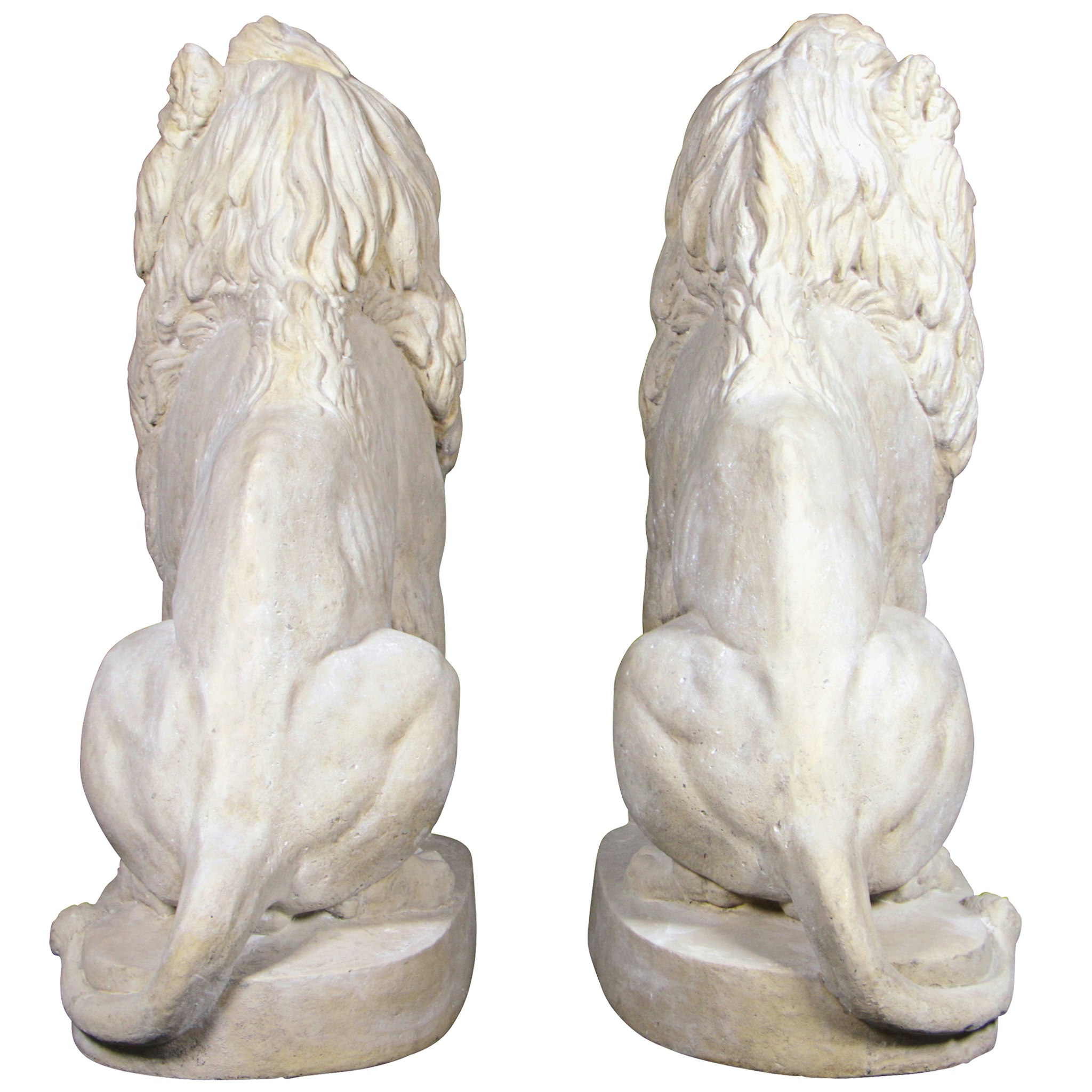 Toscano - Set of Stately Chateau Lion Sentinel Garden Statues Left and Right