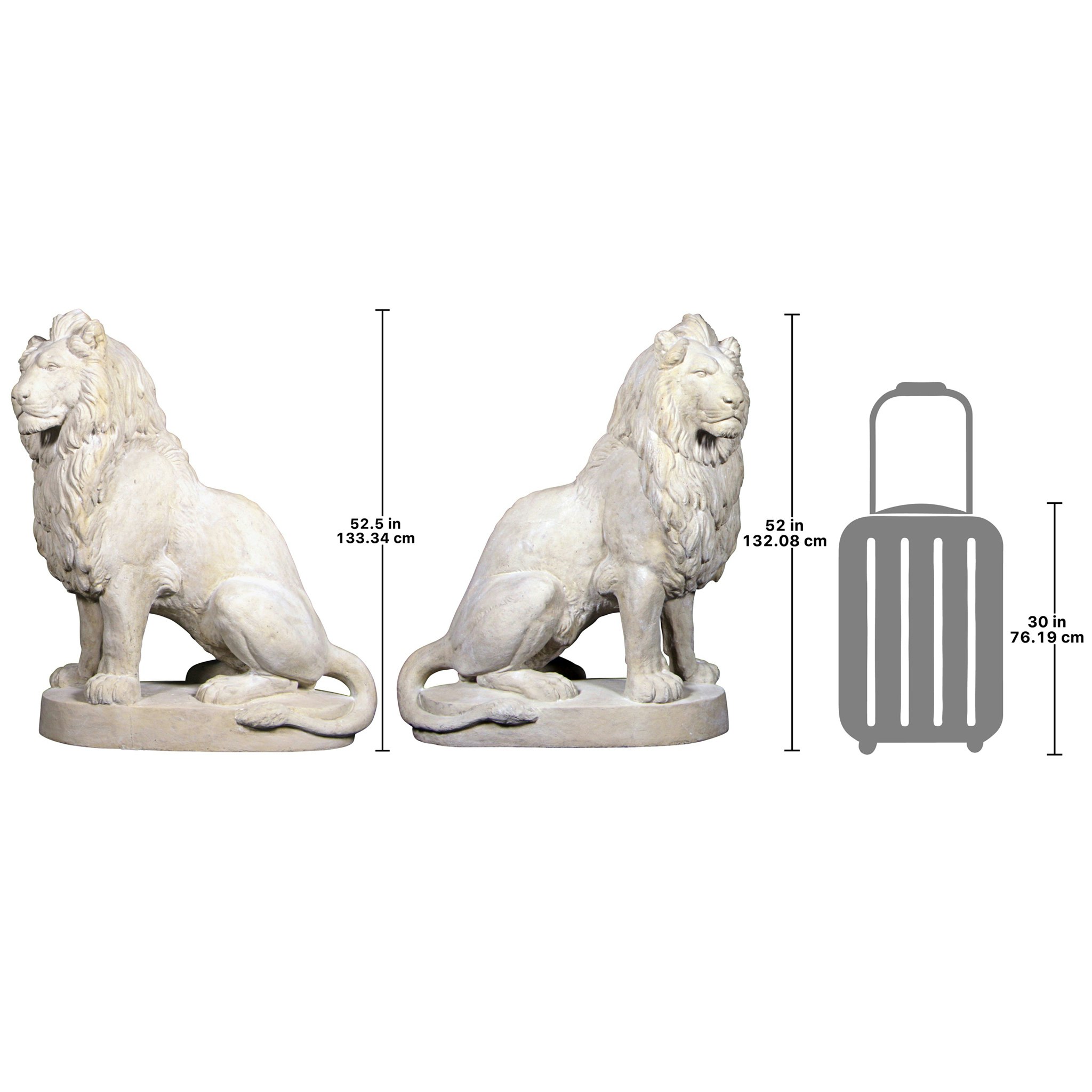 Toscano - Set of Stately Chateau Lion Sentinel Garden Statues Left and Right