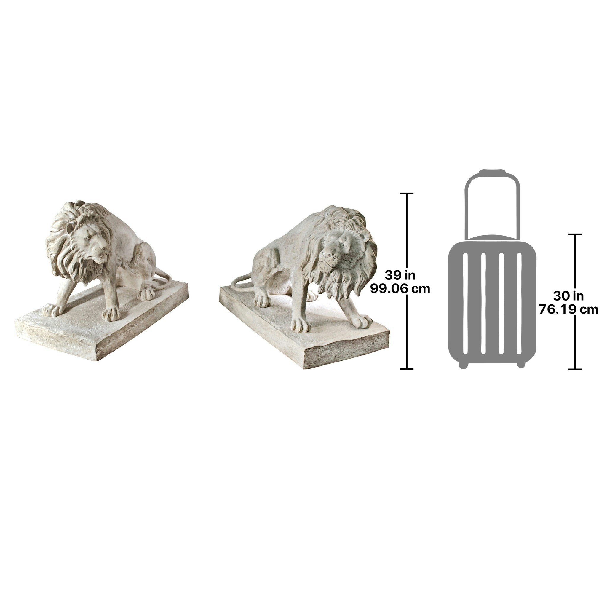 Toscano - Set of 2 Kingsbury Garden Giant Lion Sentinel Statues