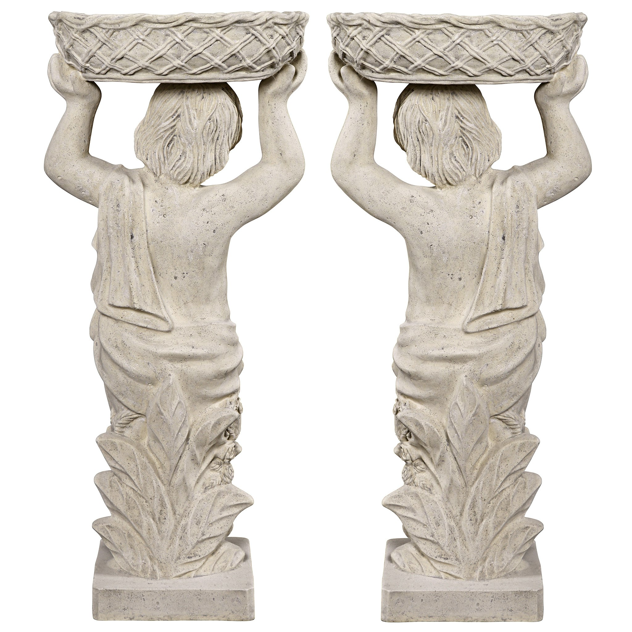 Toscano - Set of 2 Young Bacchus Garden Statues with Basket Planters