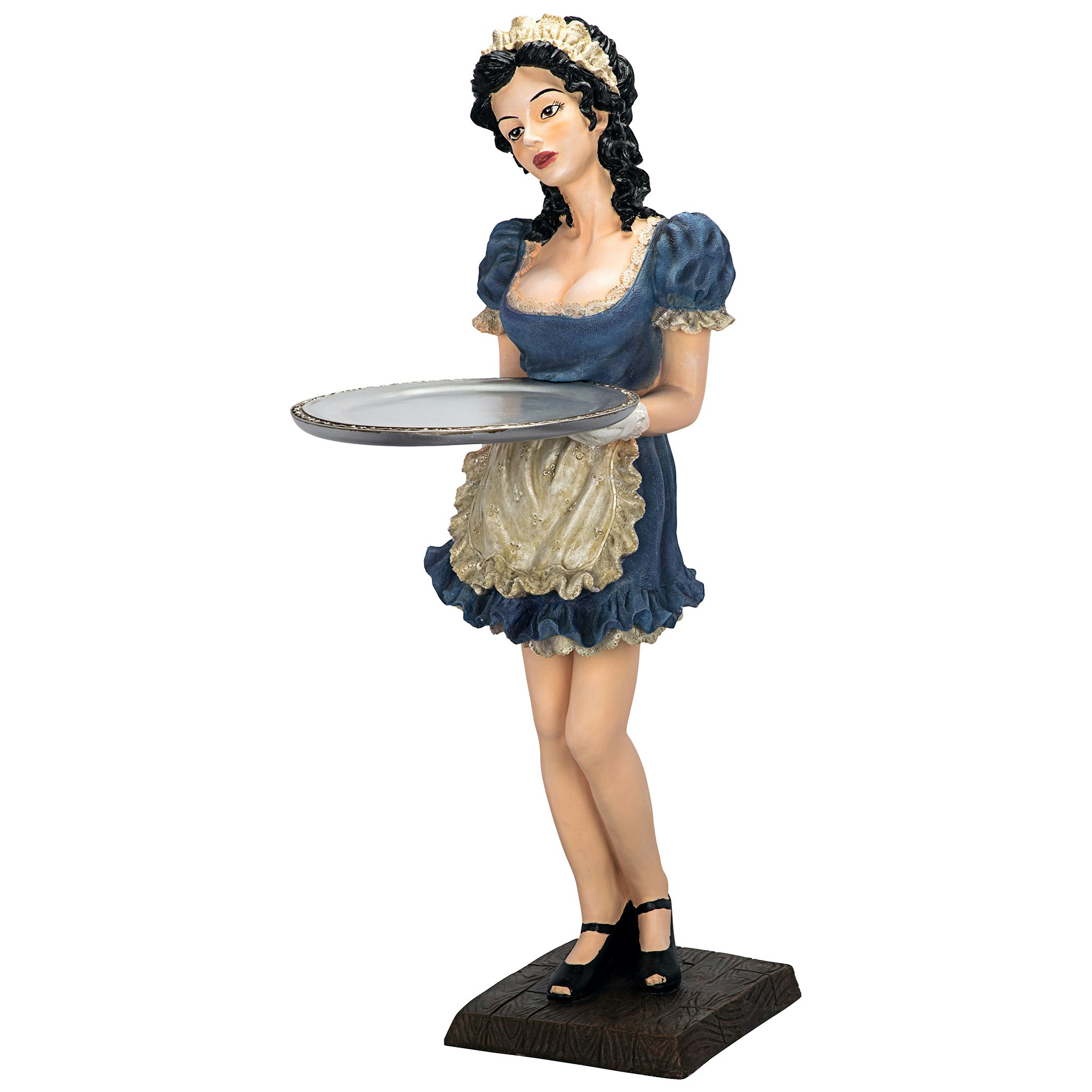 Toscano - Genevieve the Buxom French Maid Sculptural Pedestal Table in Designer Resin